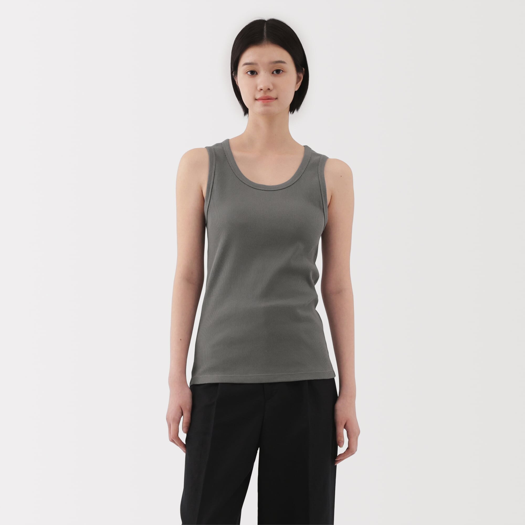 婦人　ストレッチリブ編みタンクトップ