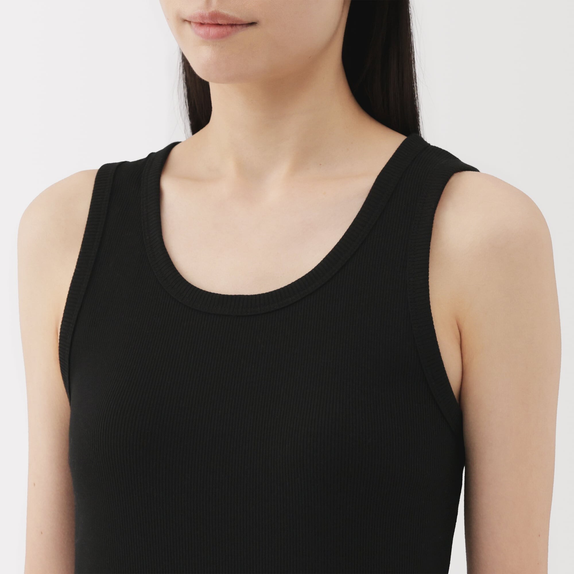 婦人　ストレッチリブ編みタンクトップ