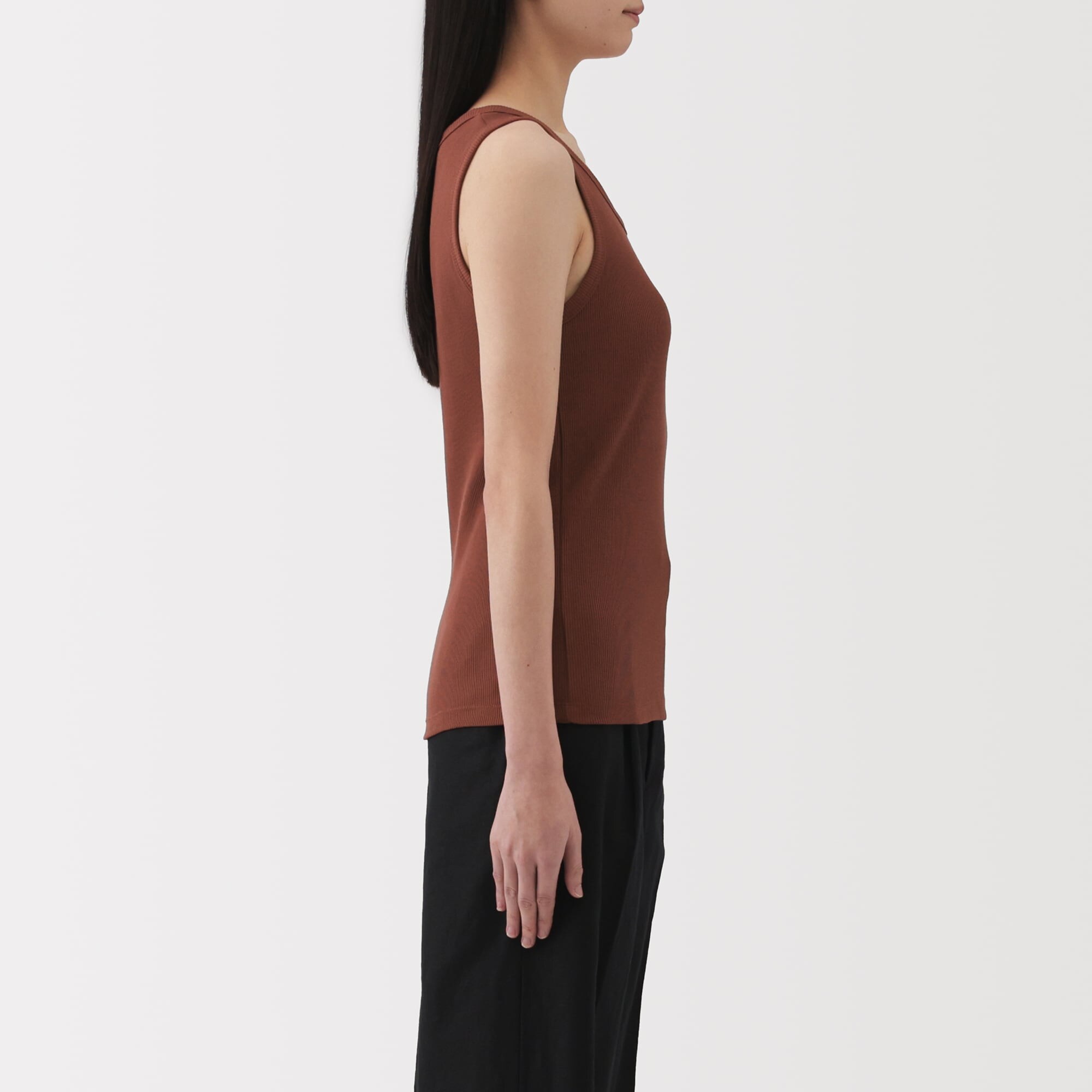 婦人　ストレッチリブ編みタンクトップ