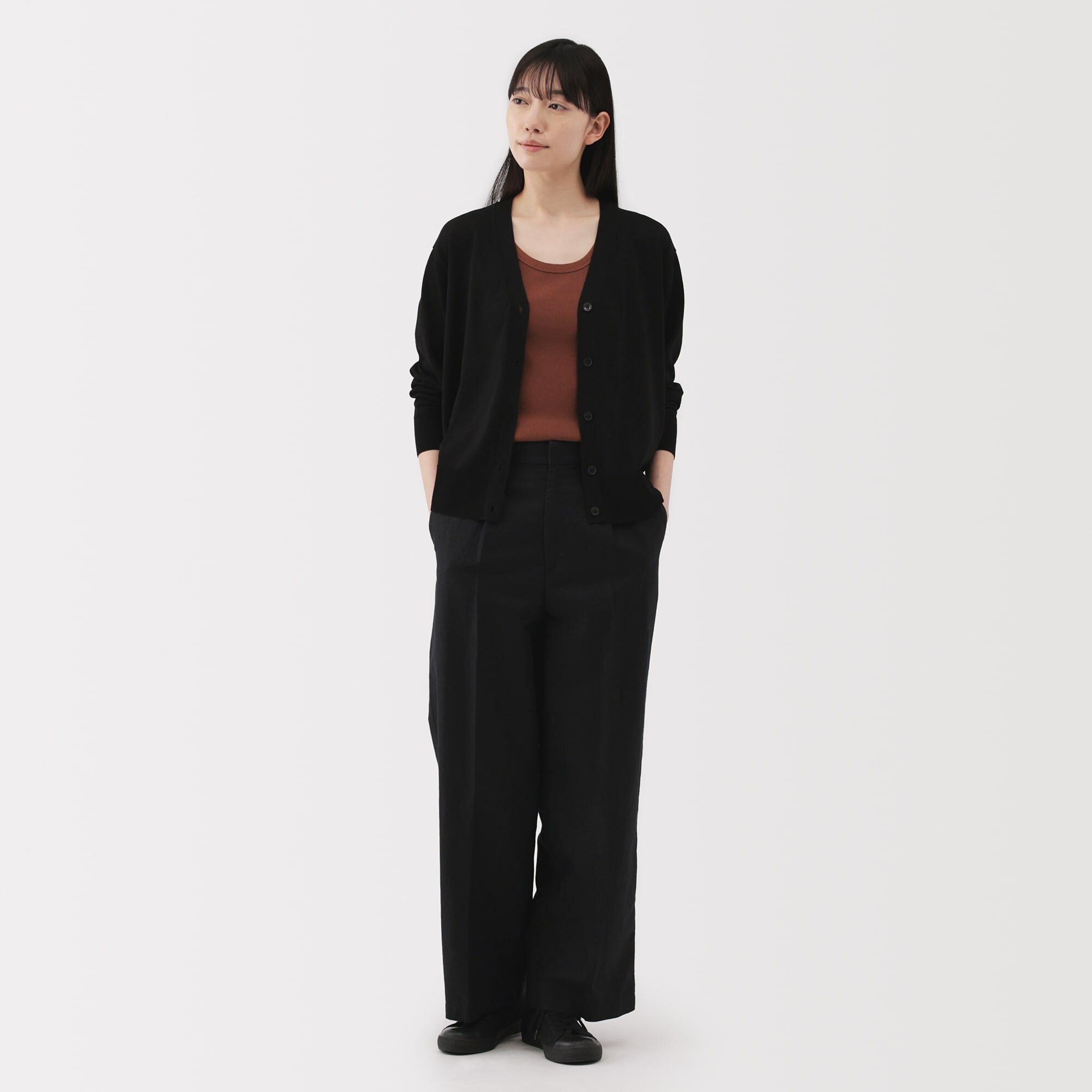 婦人　ストレッチリブ編みタンクトップ