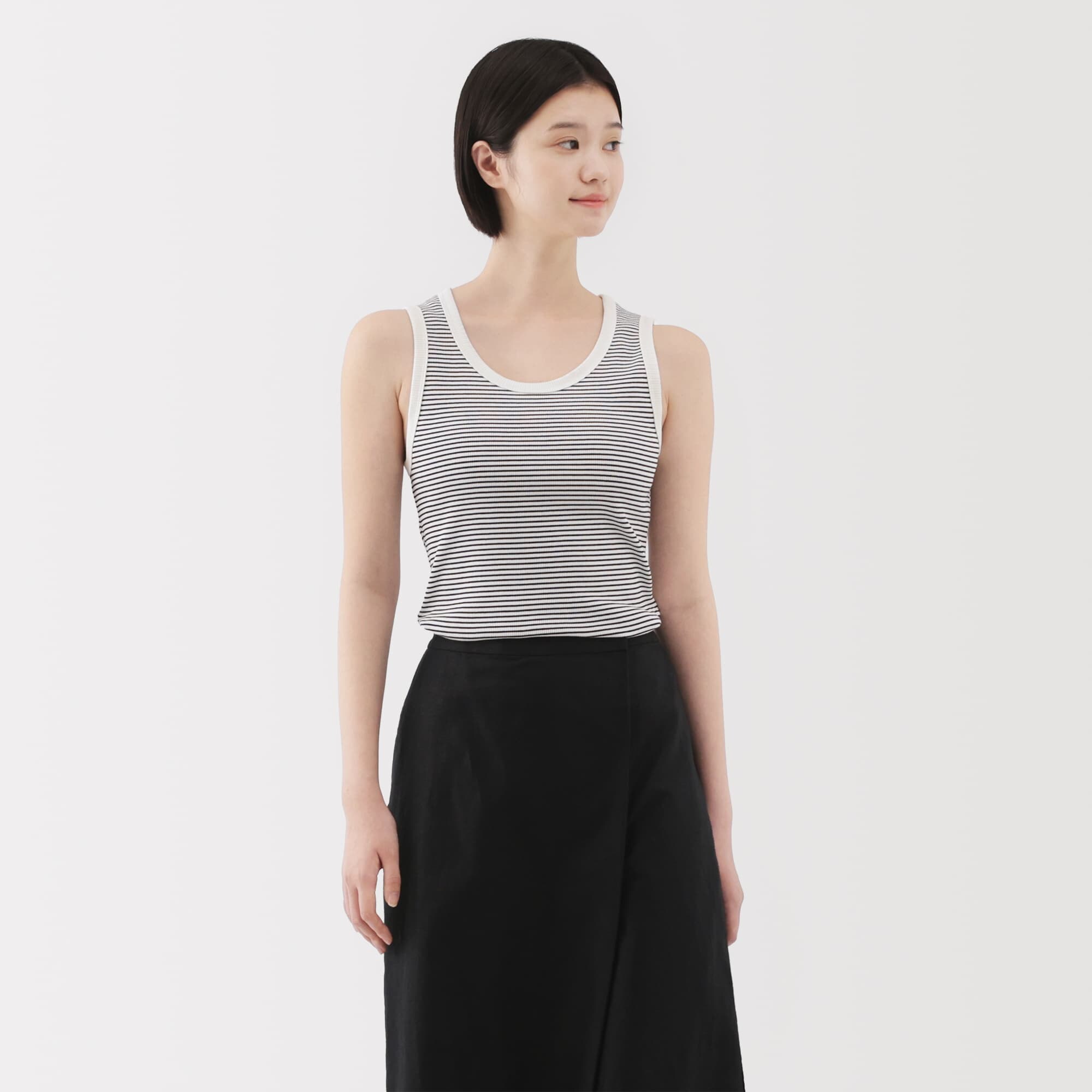 婦人　ストレッチリブ編みタンクトップ