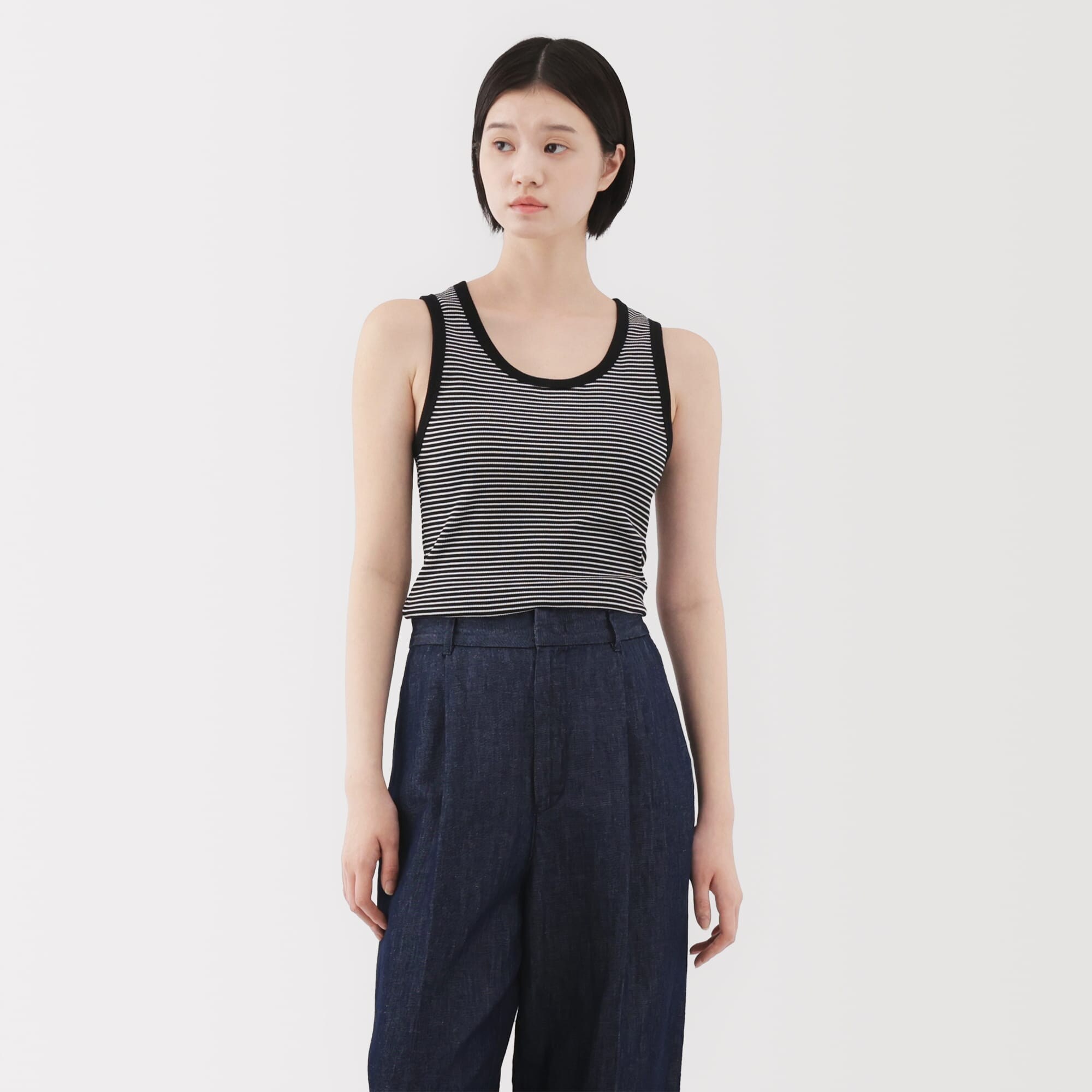婦人　ストレッチリブ編みタンクトップ
