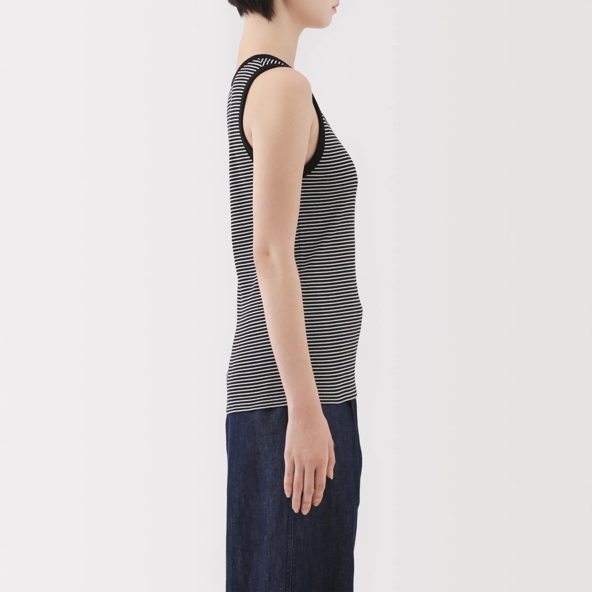 婦人　ストレッチリブ編みタンクトップ