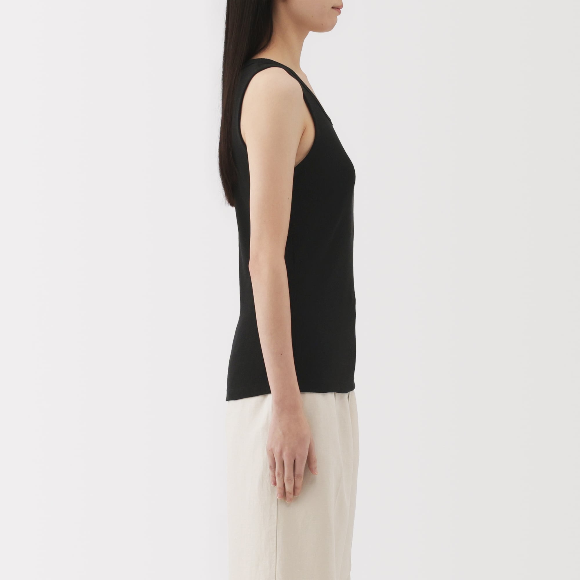 婦人　ストレッチリブ編みタンクトップ