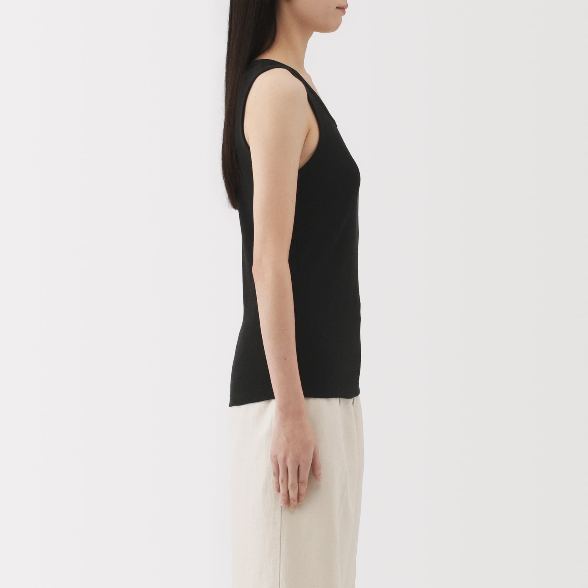 婦人　ストレッチリブ編みタンクトップ