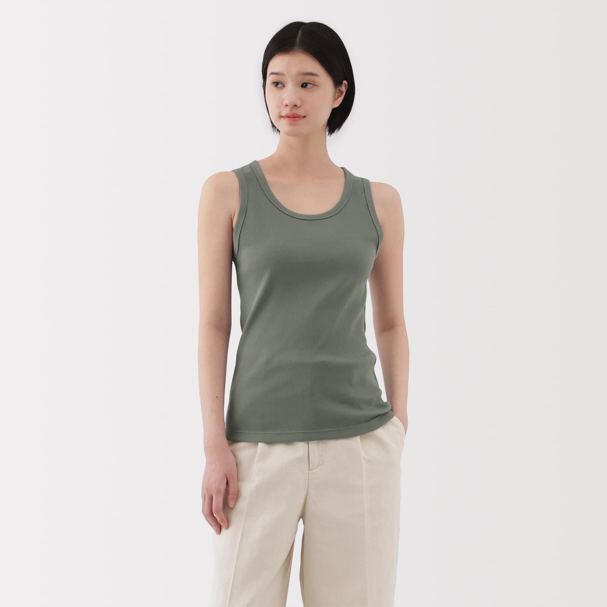 婦人 ストレッチリブ編みタンクトップ | 無印良品