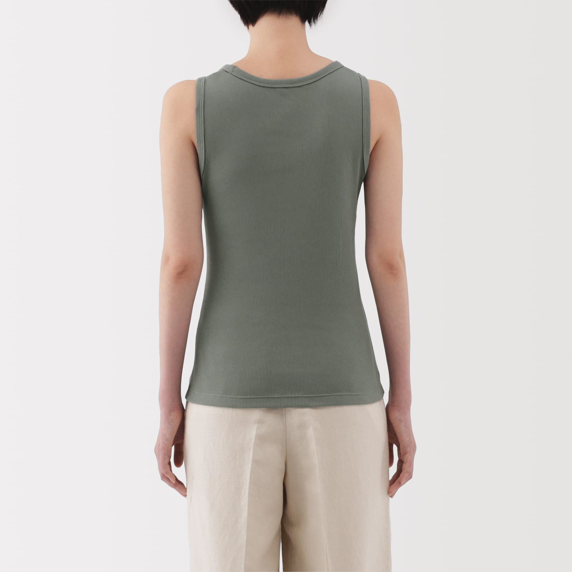 婦人　ストレッチリブ編みタンクトップ