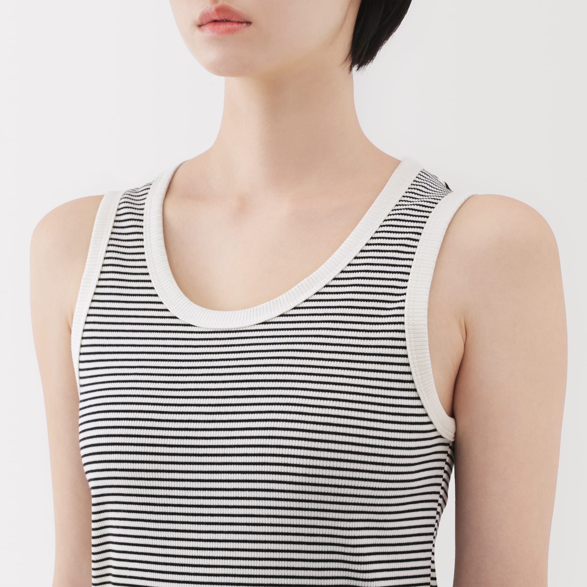 婦人　ストレッチリブ編みタンクトップ