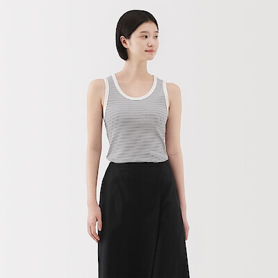 婦人　ストレッチリブ編みタンクトップ