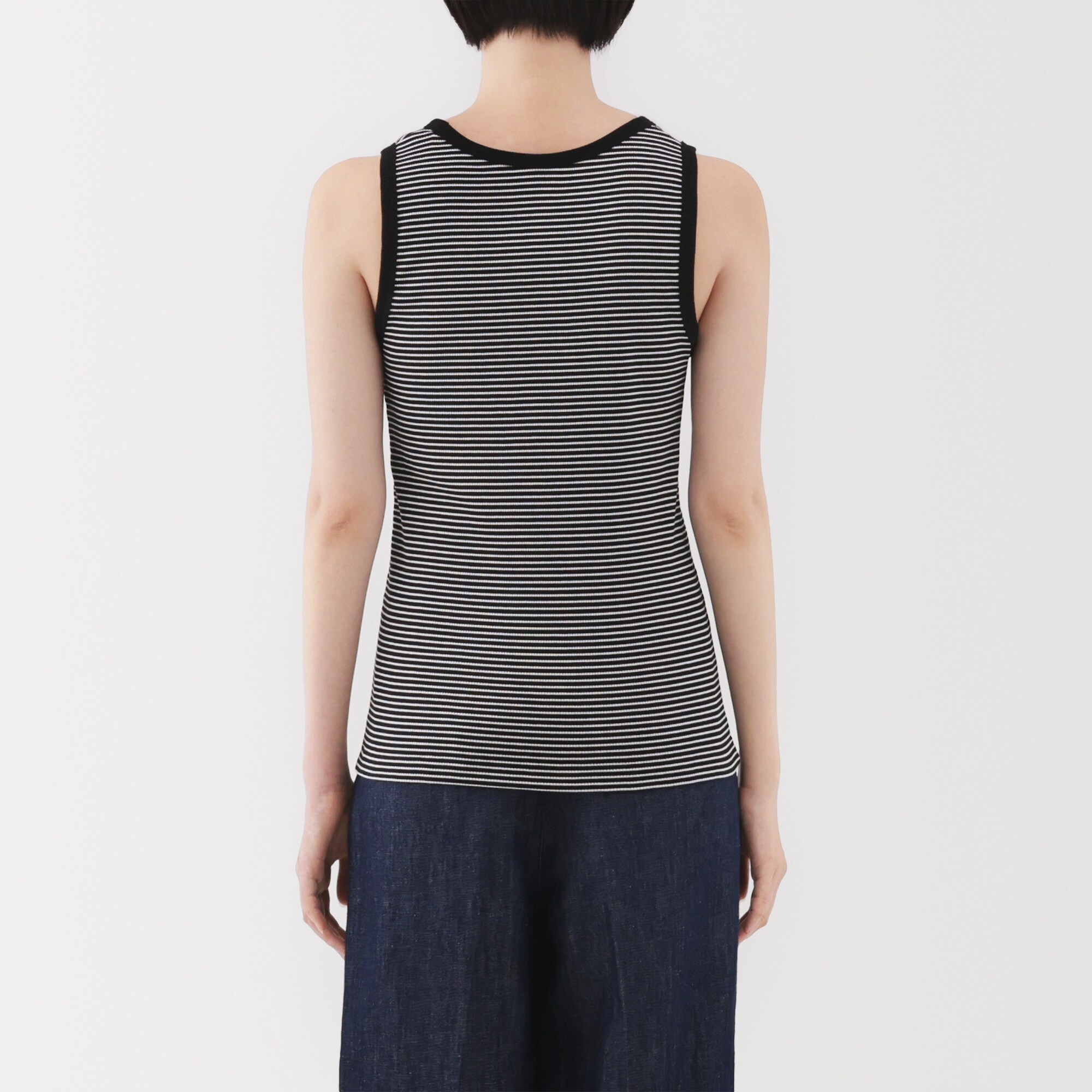 婦人　ストレッチリブ編みタンクトップ