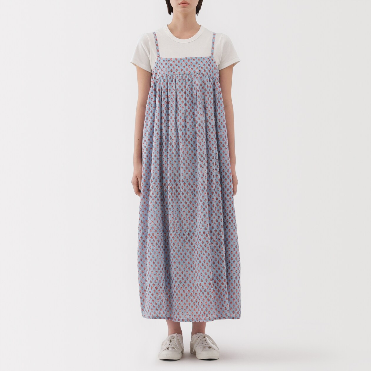婦人　ブロックプリント　キャミソールワンピース