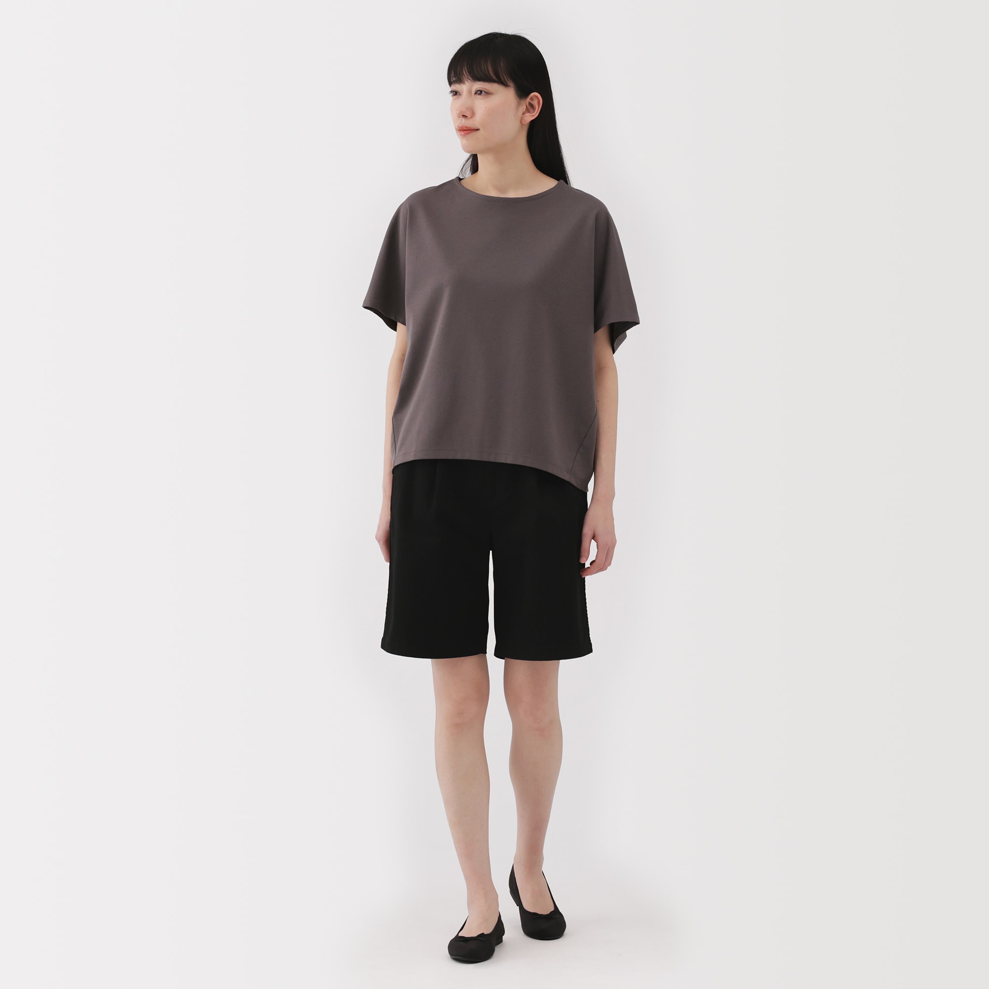 婦人　ムラ糸　チノタックハーフパンツ