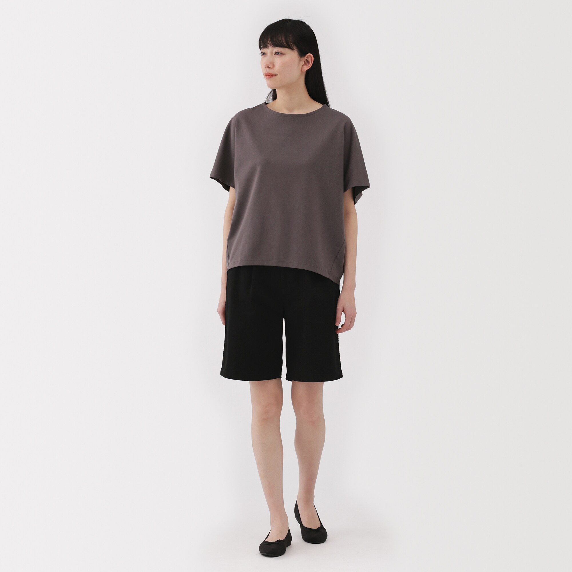 婦人　ムラ糸　チノタックハーフパンツ