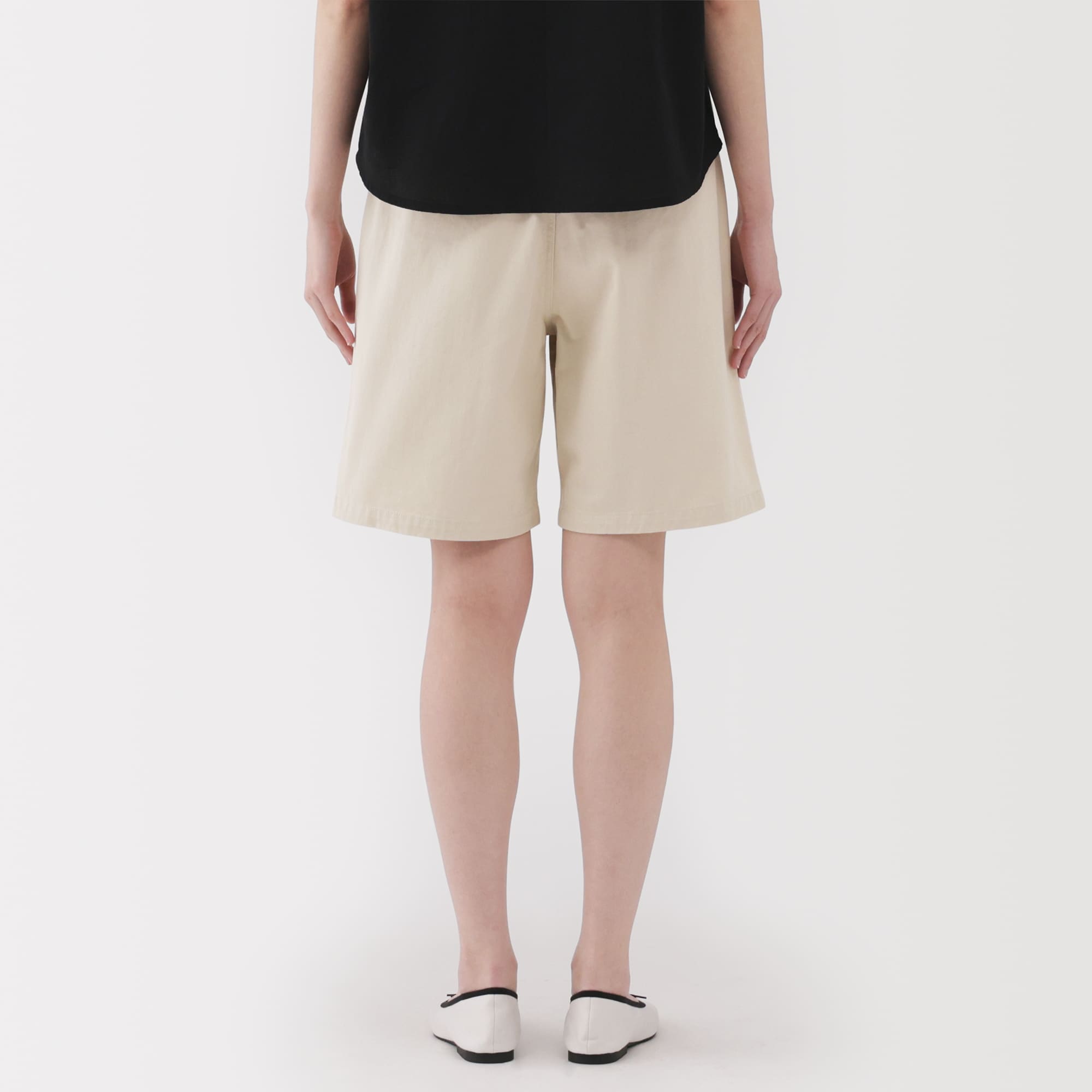 婦人　ムラ糸　チノタックハーフパンツ