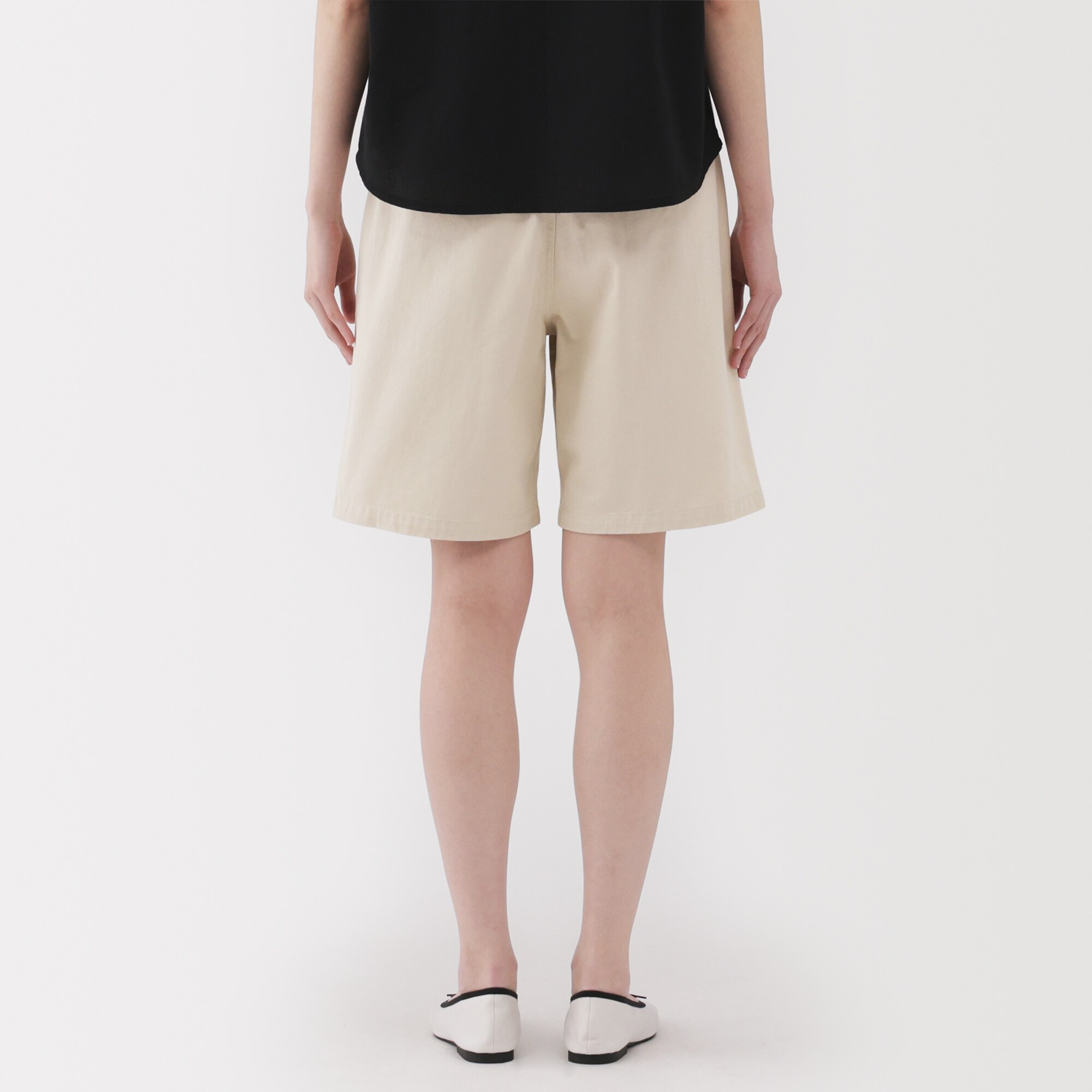 婦人　ムラ糸　チノタックハーフパンツ