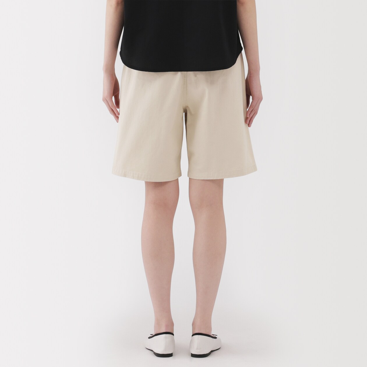 婦人　ムラ糸　チノタックハーフパンツ