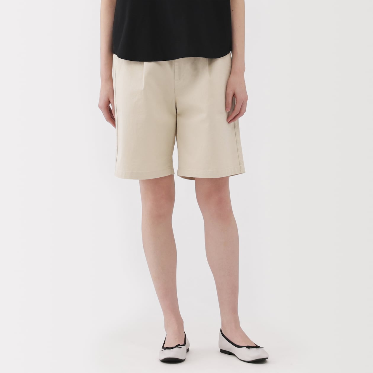 婦人　ムラ糸　チノタックハーフパンツ