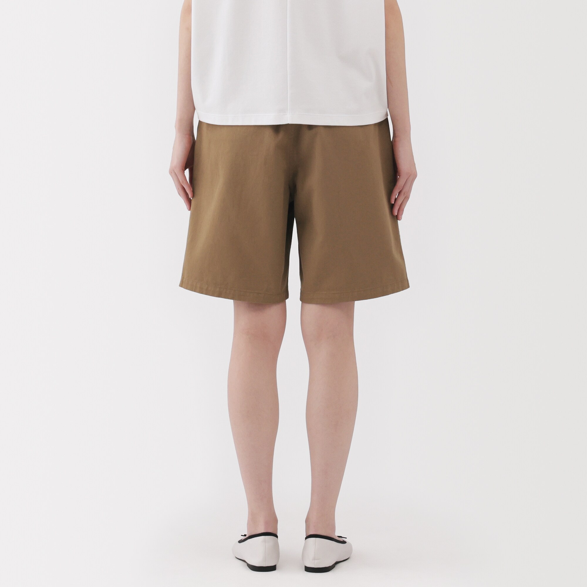 婦人　ムラ糸　チノタックハーフパンツ