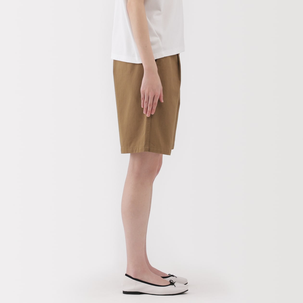 婦人　ムラ糸　チノタックハーフパンツ
