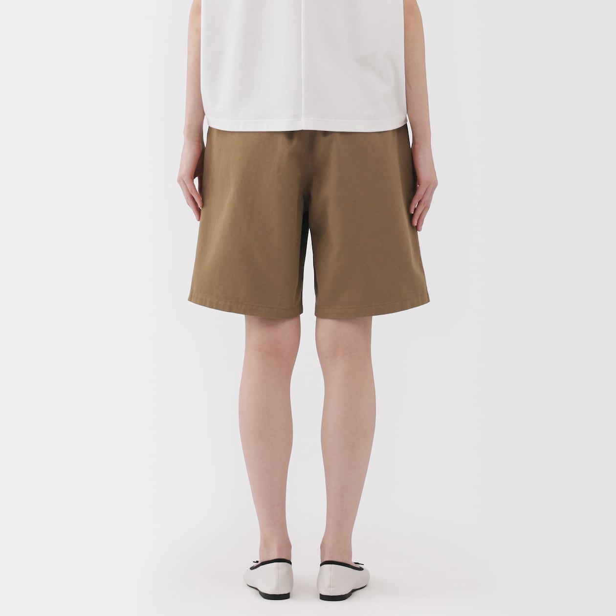 婦人　ムラ糸　チノタックハーフパンツ