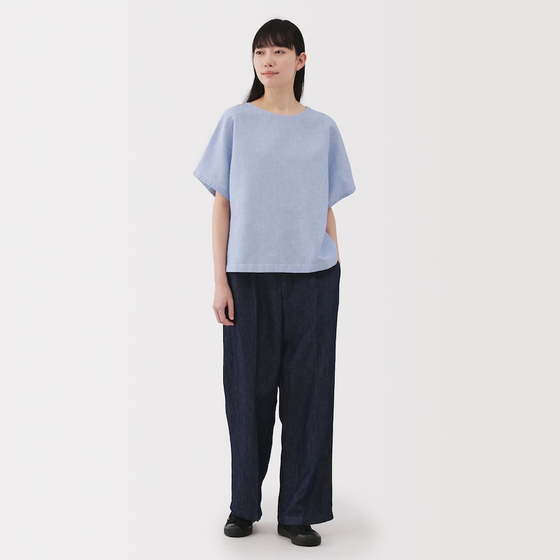 婦人　ヘンプ　コットン　半袖ブラウス