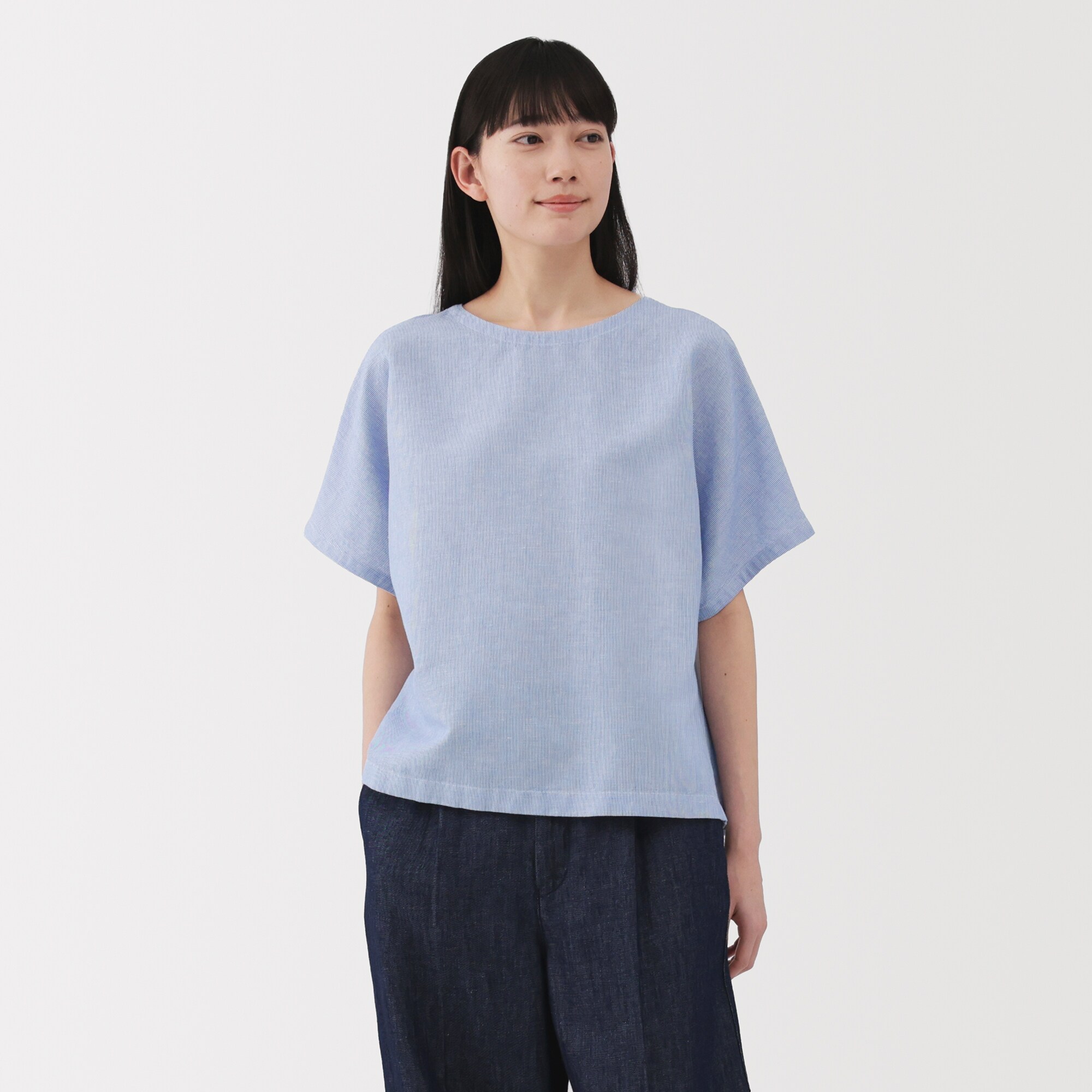 婦人　ヘンプ　コットン　半袖ブラウス