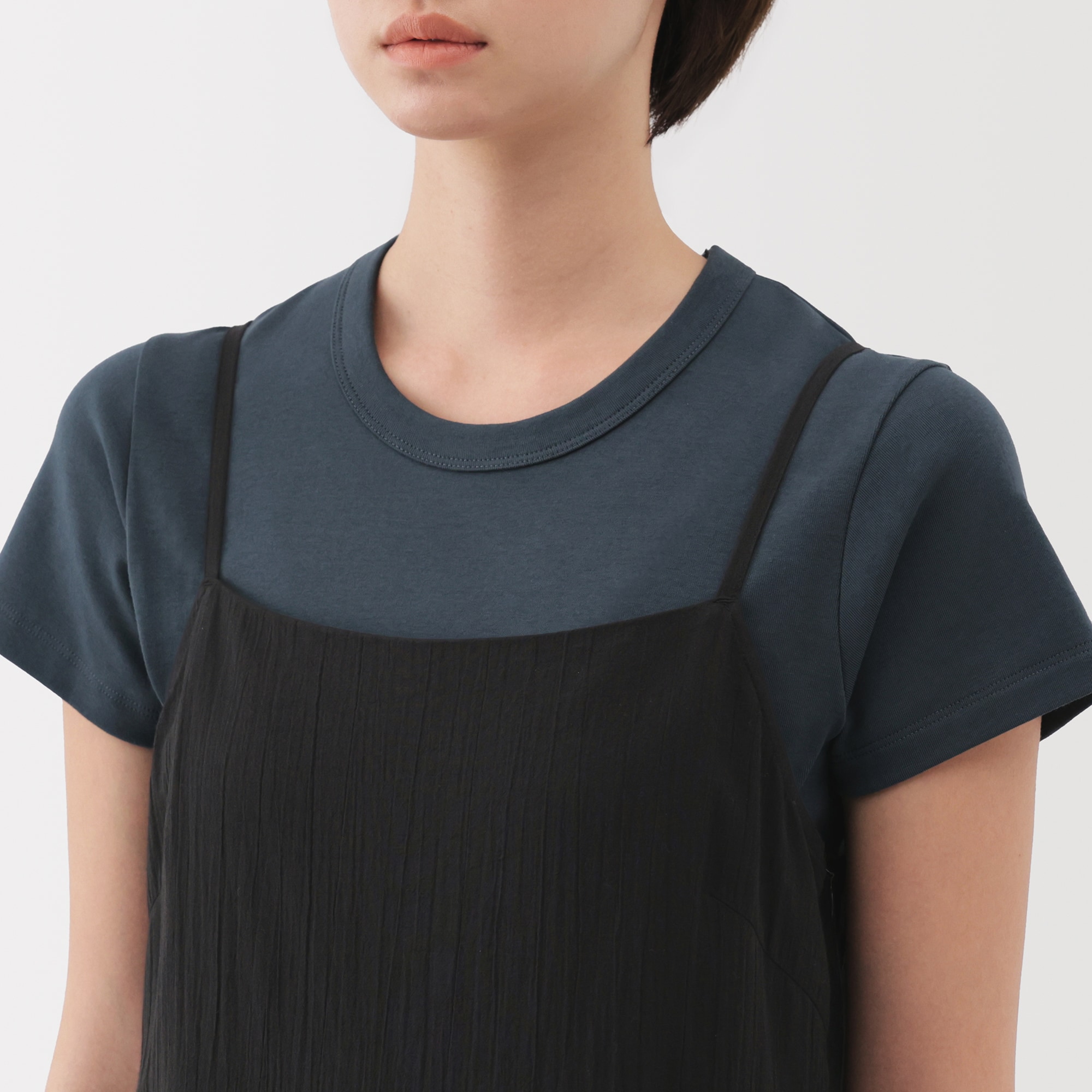 婦人　強撚ボイル　キャミソールワンピース