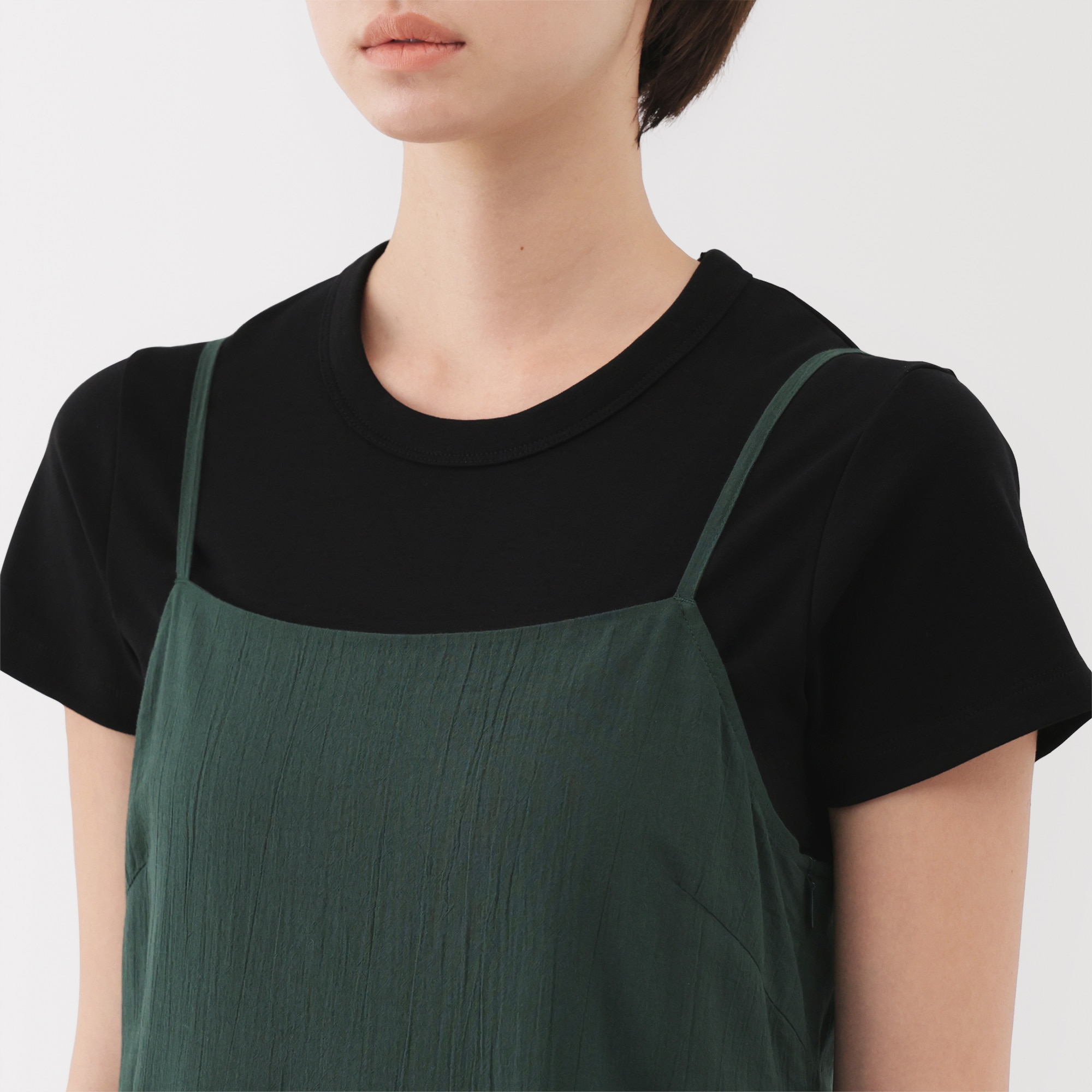 婦人　強撚ボイル　キャミソールワンピース