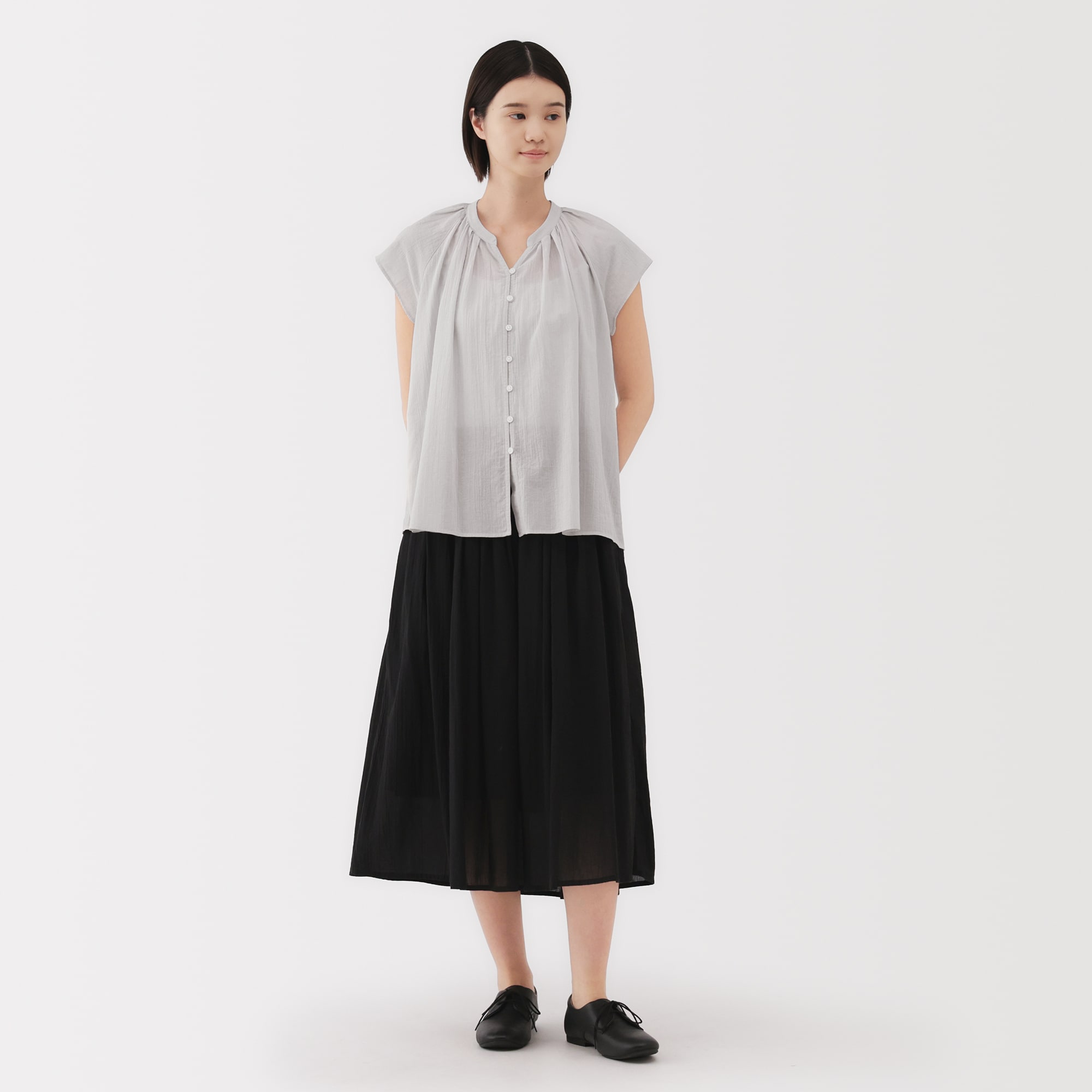 婦人 強撚ボイル フレンチスリーブブラウス | 無印良品