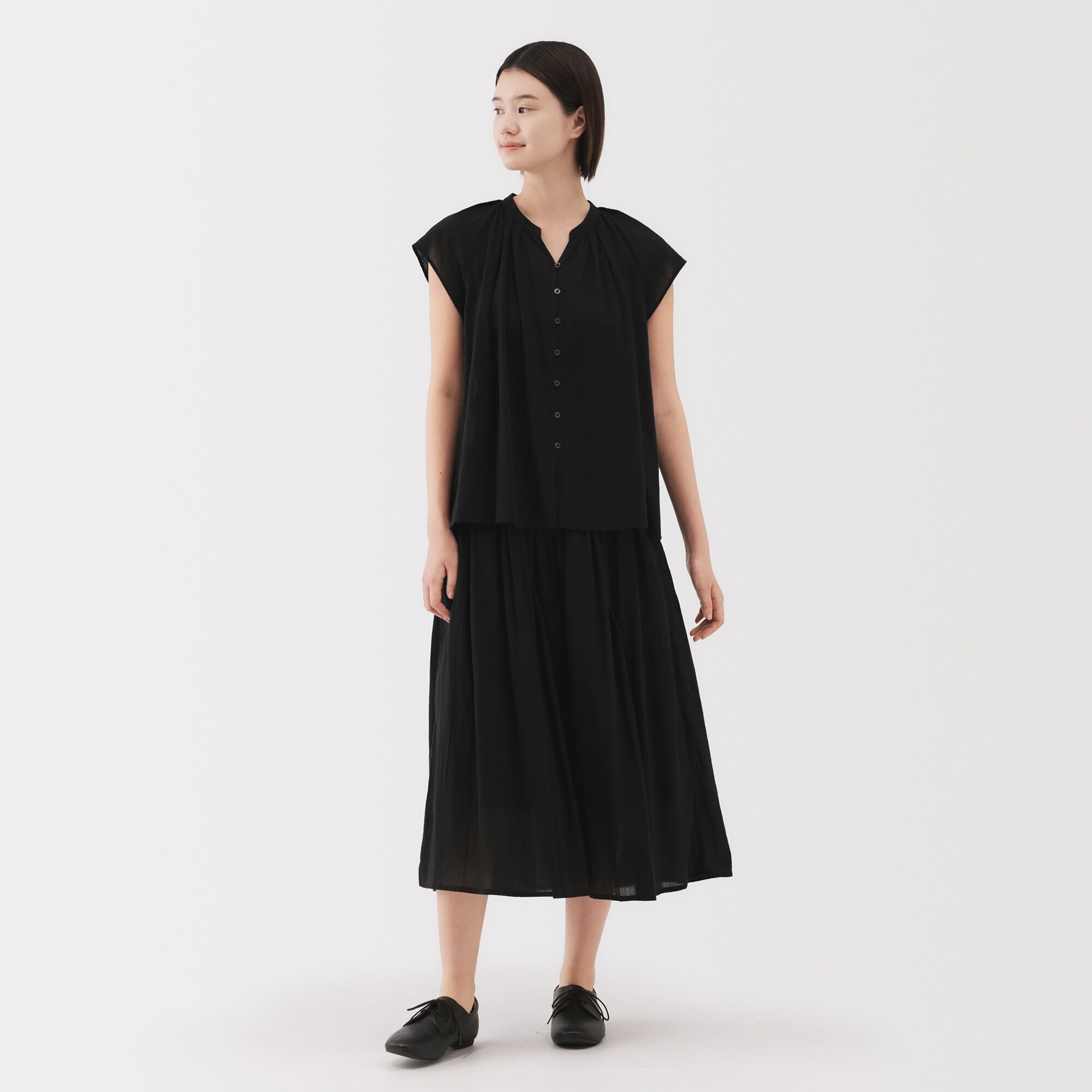 婦人 強撚ボイル フレンチスリーブブラウス | 無印良品