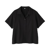 婦人　風を通す　ストレッチサッカー　オープンカラー半袖シャツ