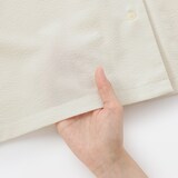 婦人　風を通す　ストレッチサッカー　オープンカラー半袖シャツ