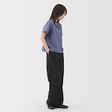 婦人　風を通す　ストレッチサッカー　オープンカラー半袖シャツ