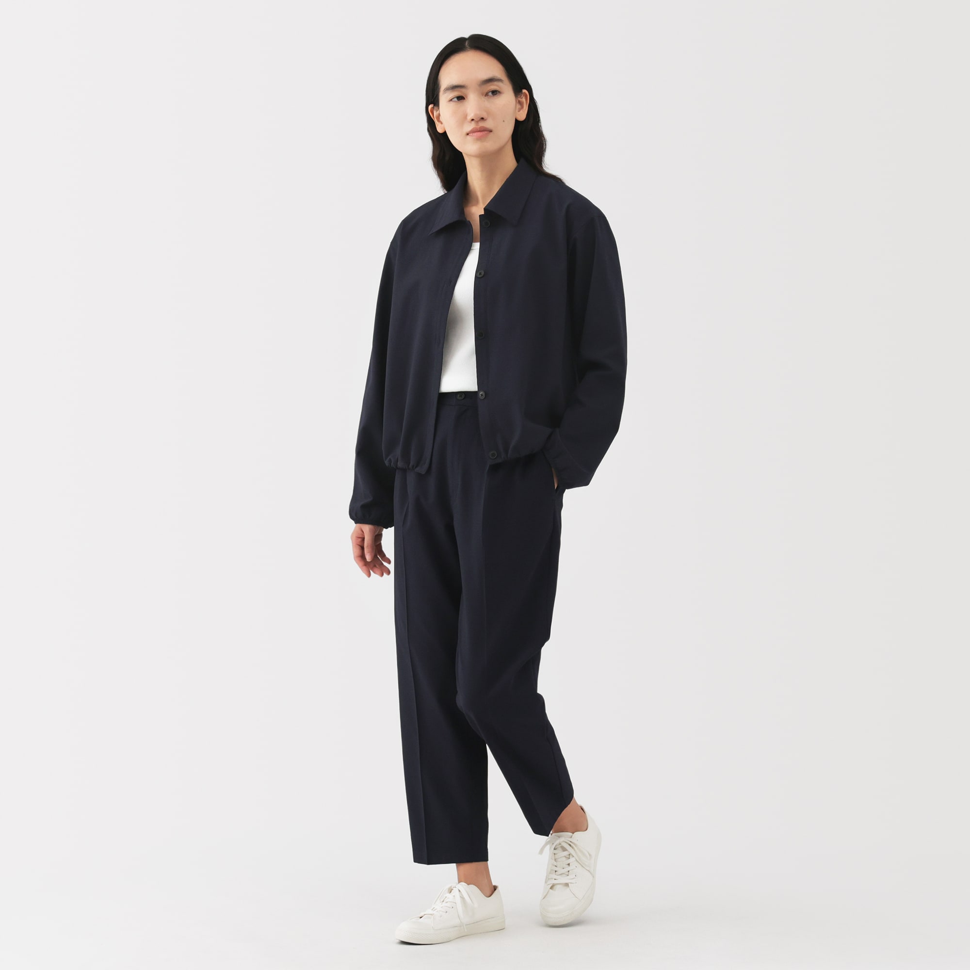 婦人 風を通す ストレッチサッカー シャツジャケット | 無印良品
