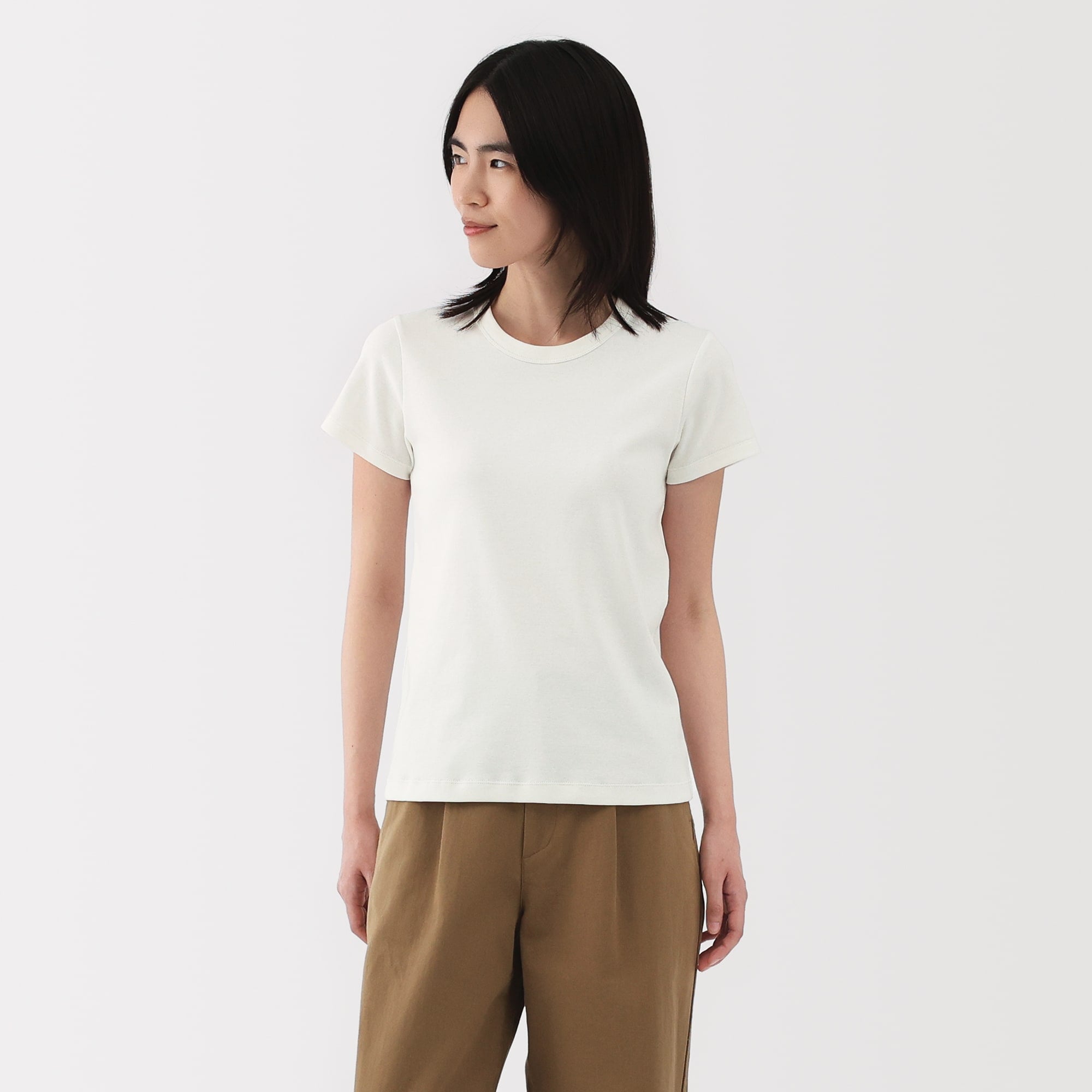 婦人　涼感汗じみしにくいクルーネック半袖Ｔシャツ