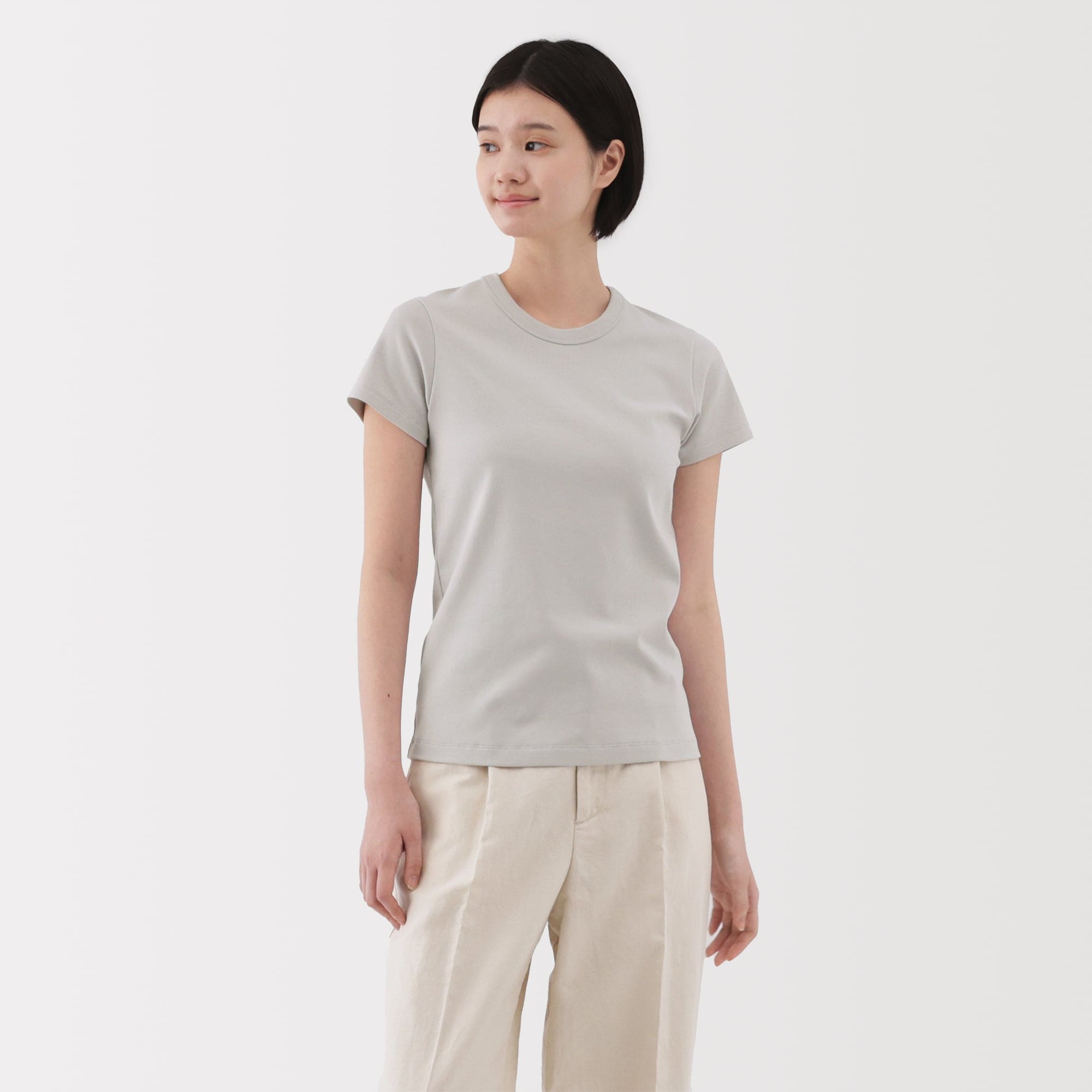 婦人　涼感汗じみしにくいクルーネック半袖Ｔシャツ