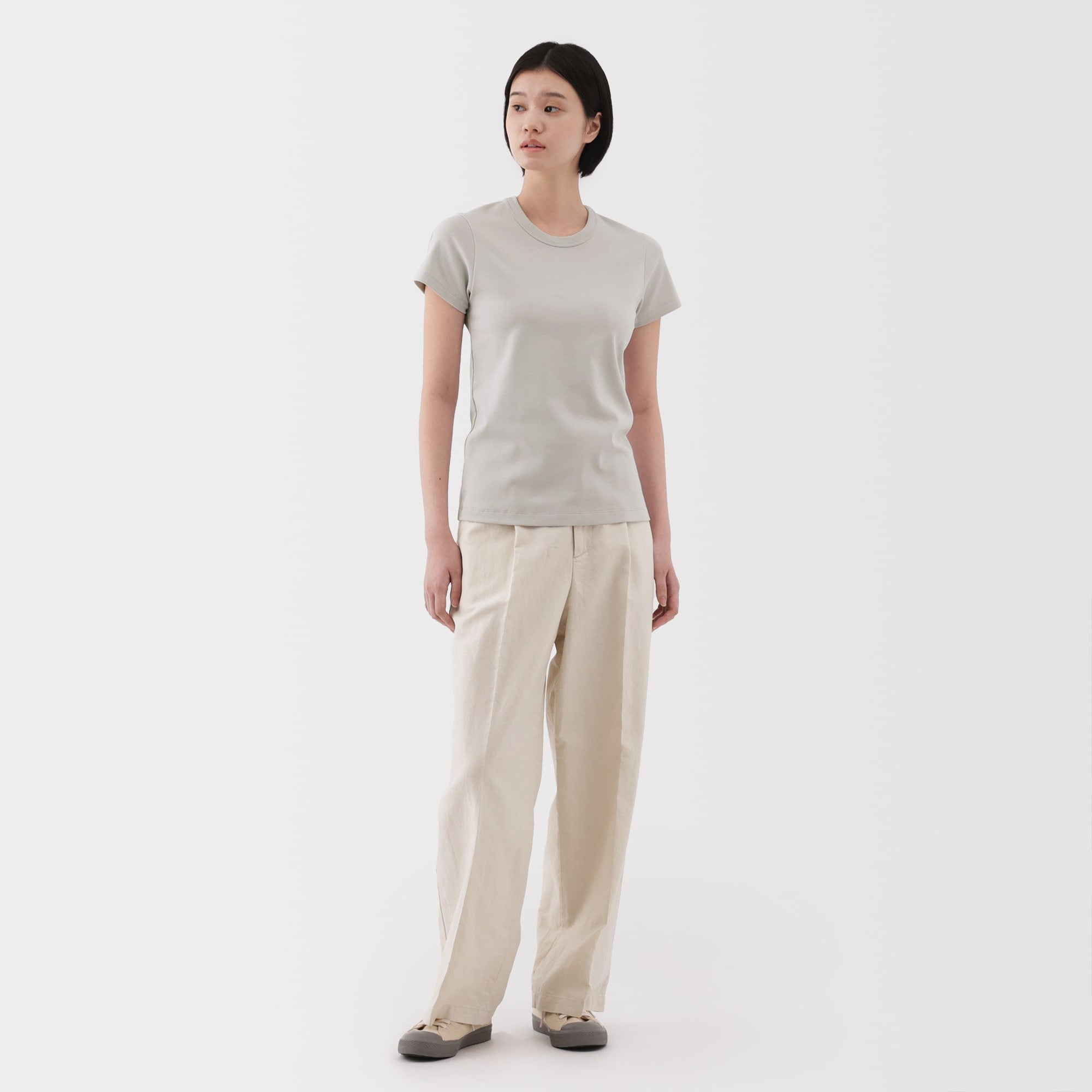 婦人　涼感汗じみしにくいクルーネック半袖Ｔシャツ