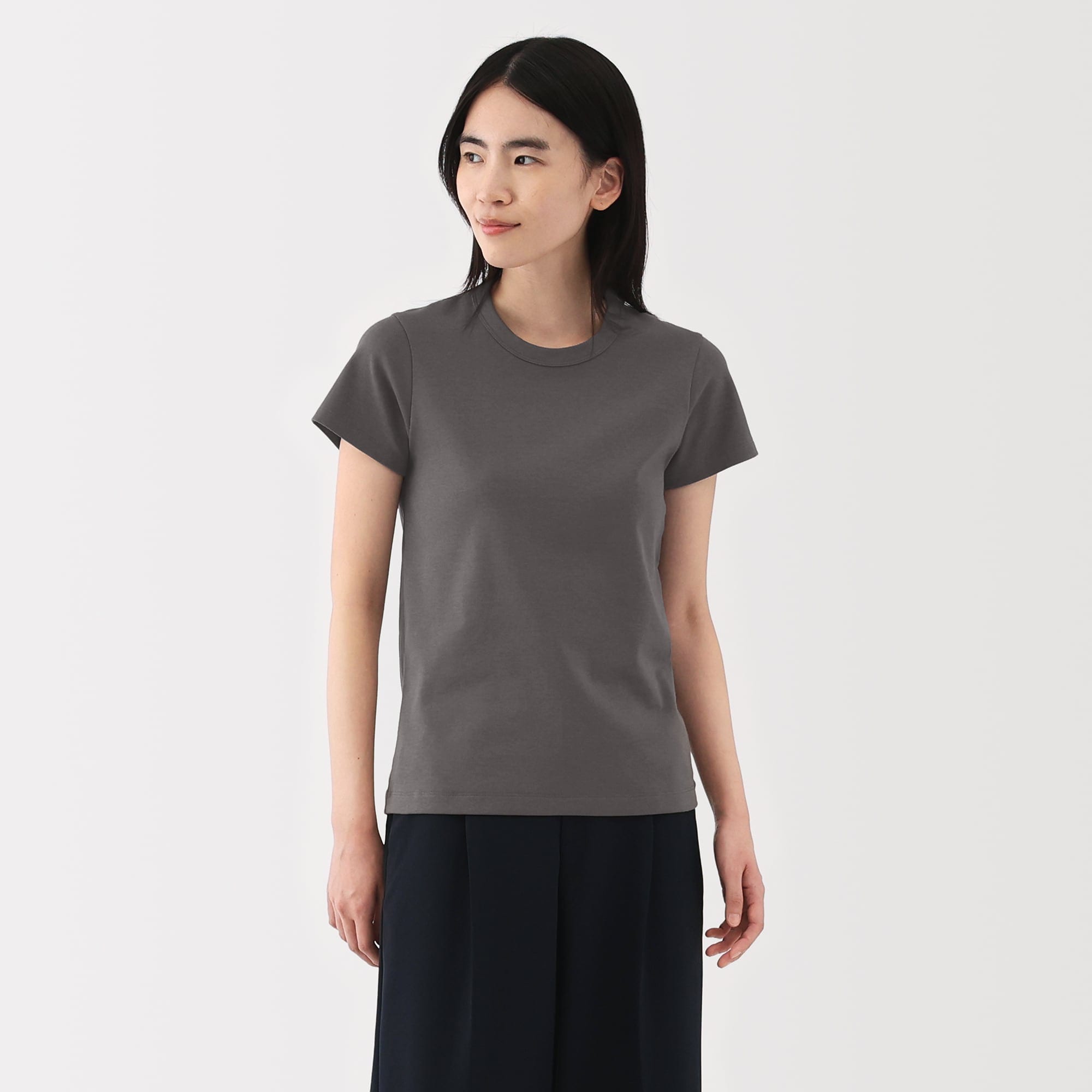 婦人　涼感汗じみしにくいクルーネック半袖Ｔシャツ