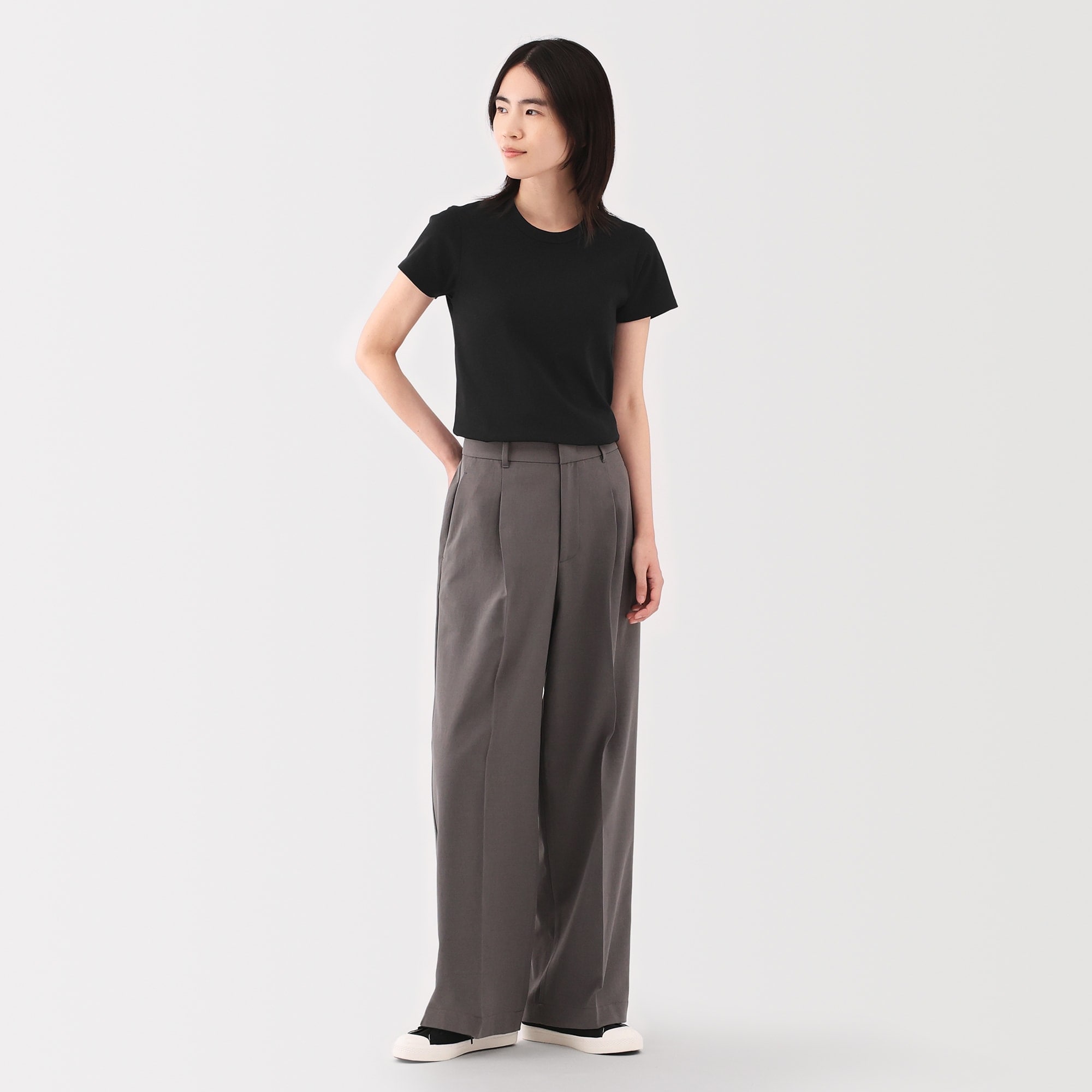 婦人　涼感汗じみしにくいクルーネック半袖Ｔシャツ