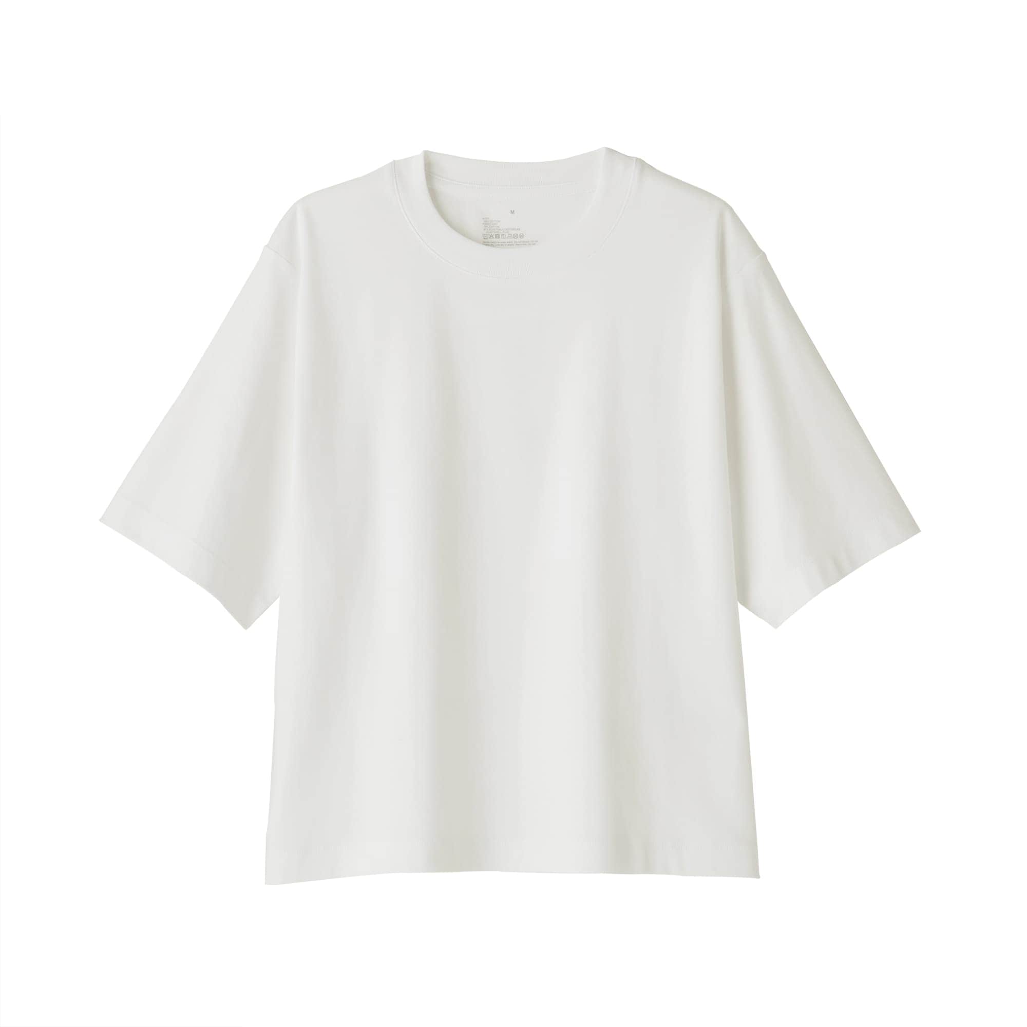 MUJI (無印良品) - 無印良品  ライトスウェットクルーネック半袖Ｔシャツ 婦人M・オフ白　黒 婦人 涼感UVカットクルーネックワイド半袖Tシャツ | 無印良品