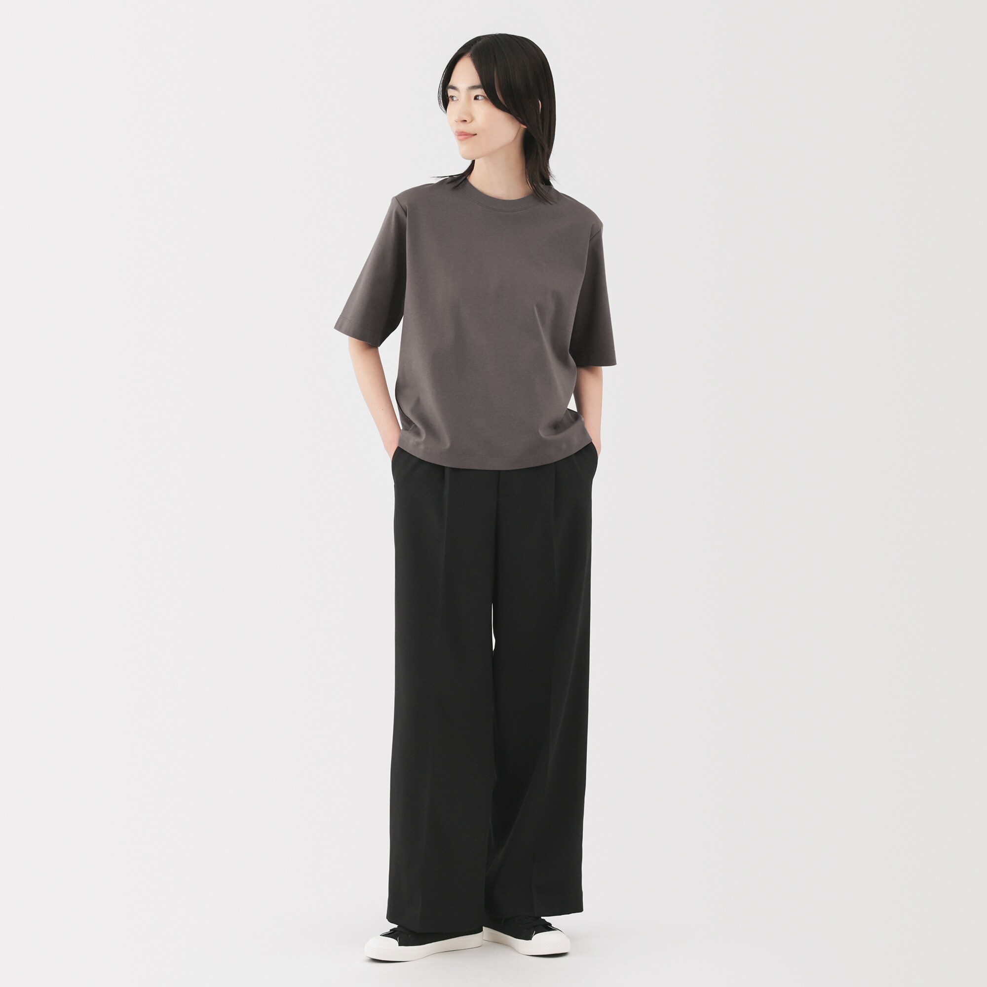 婦人　涼感ＵＶカットクルーネックワイド半袖Ｔシャツ