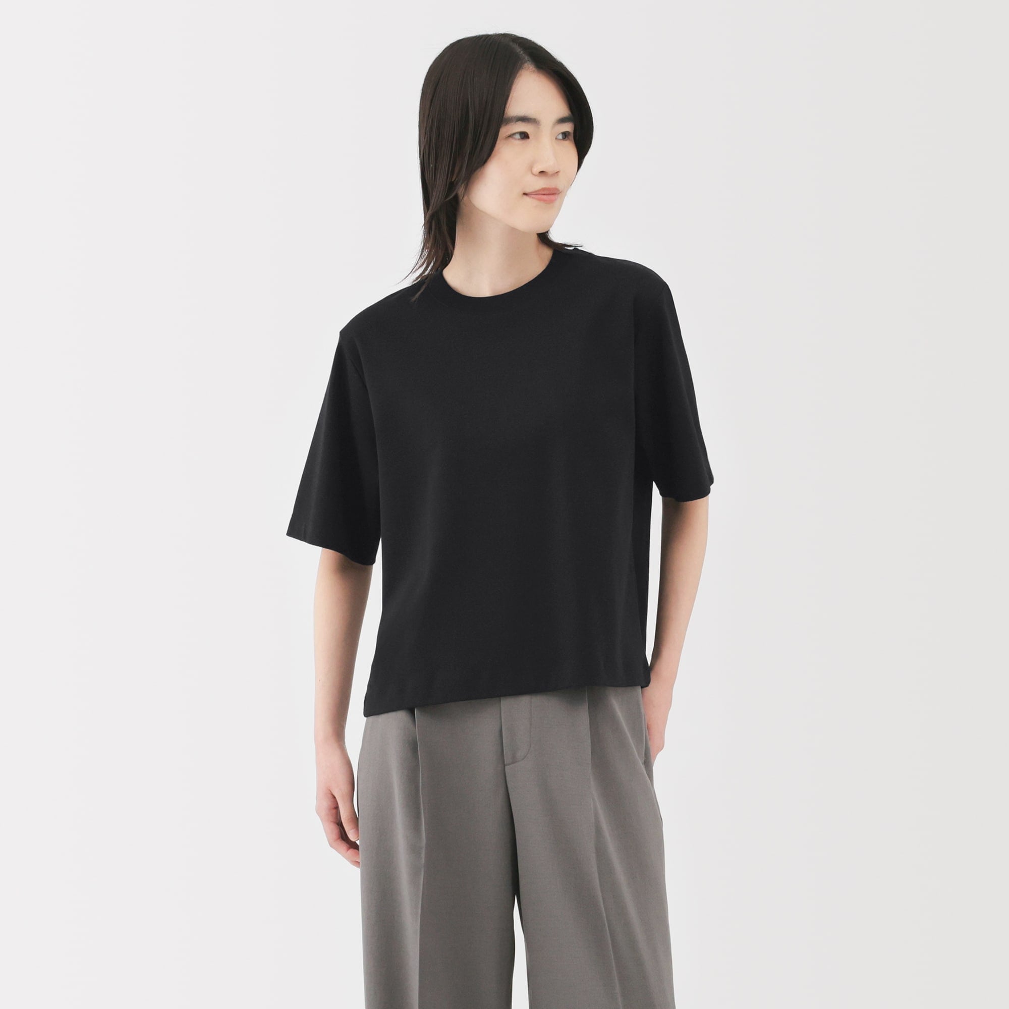 婦人 涼感UVカットクルーネックワイド半袖Tシャツ | 無印良品