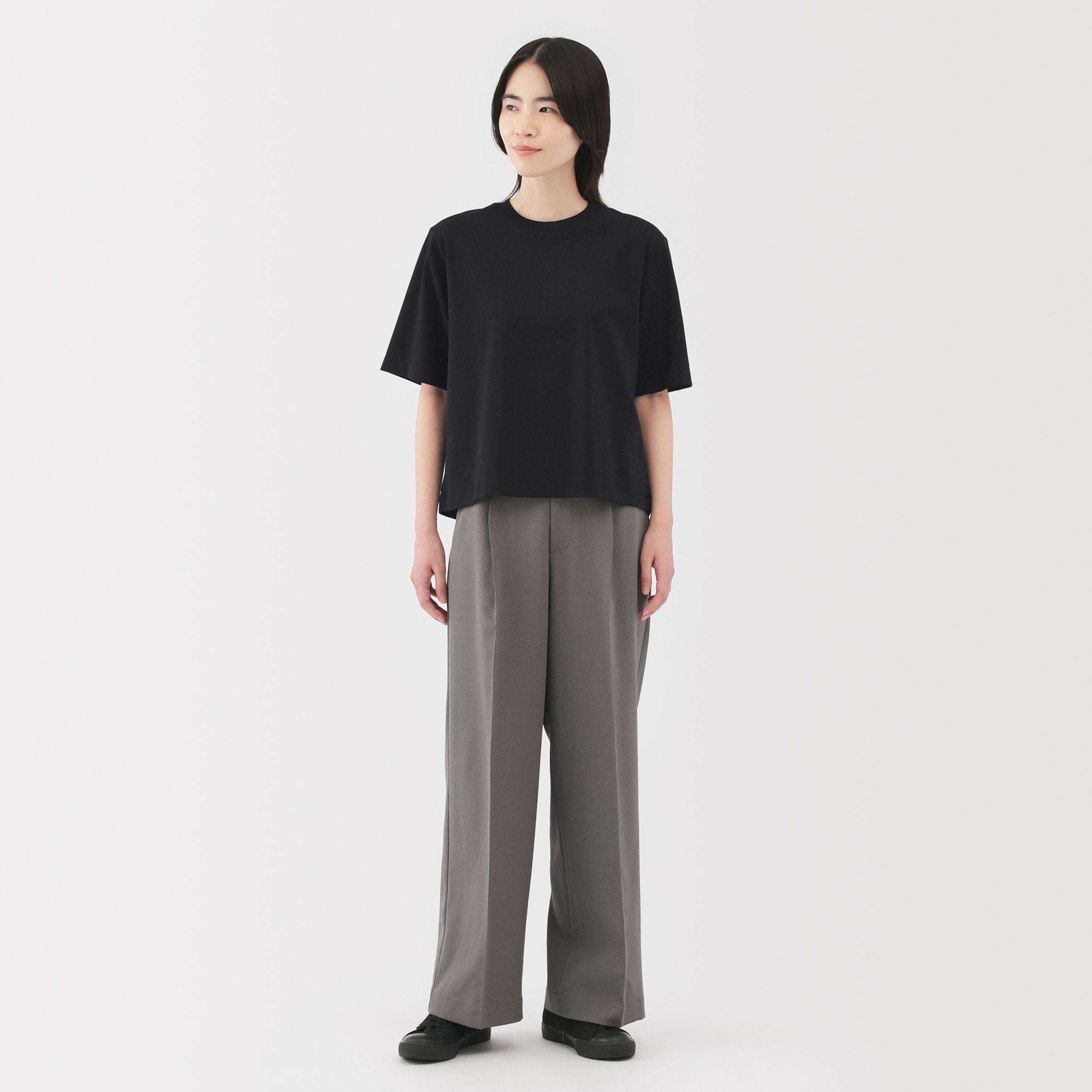 婦人 涼感UVカットクルーネックワイド半袖Tシャツ | 無印良品