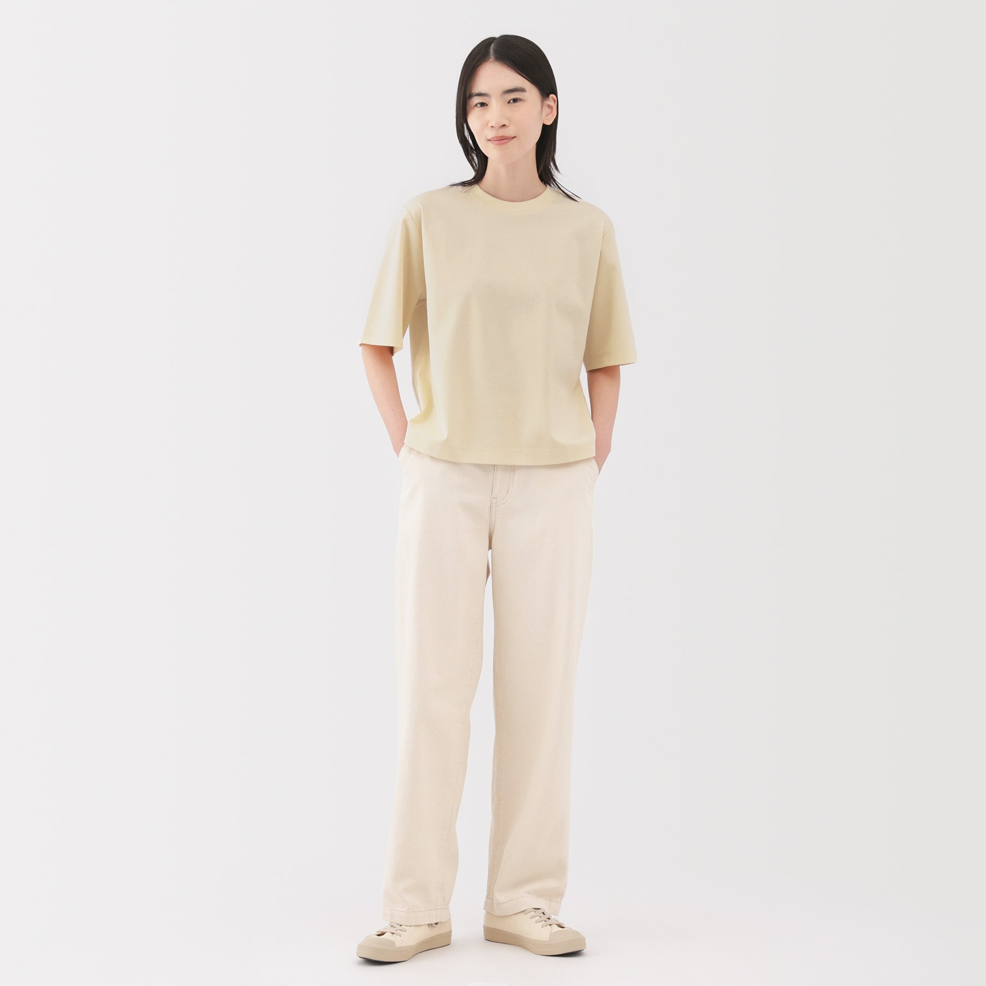 婦人　涼感ＵＶカットクルーネックワイド半袖Ｔシャツ