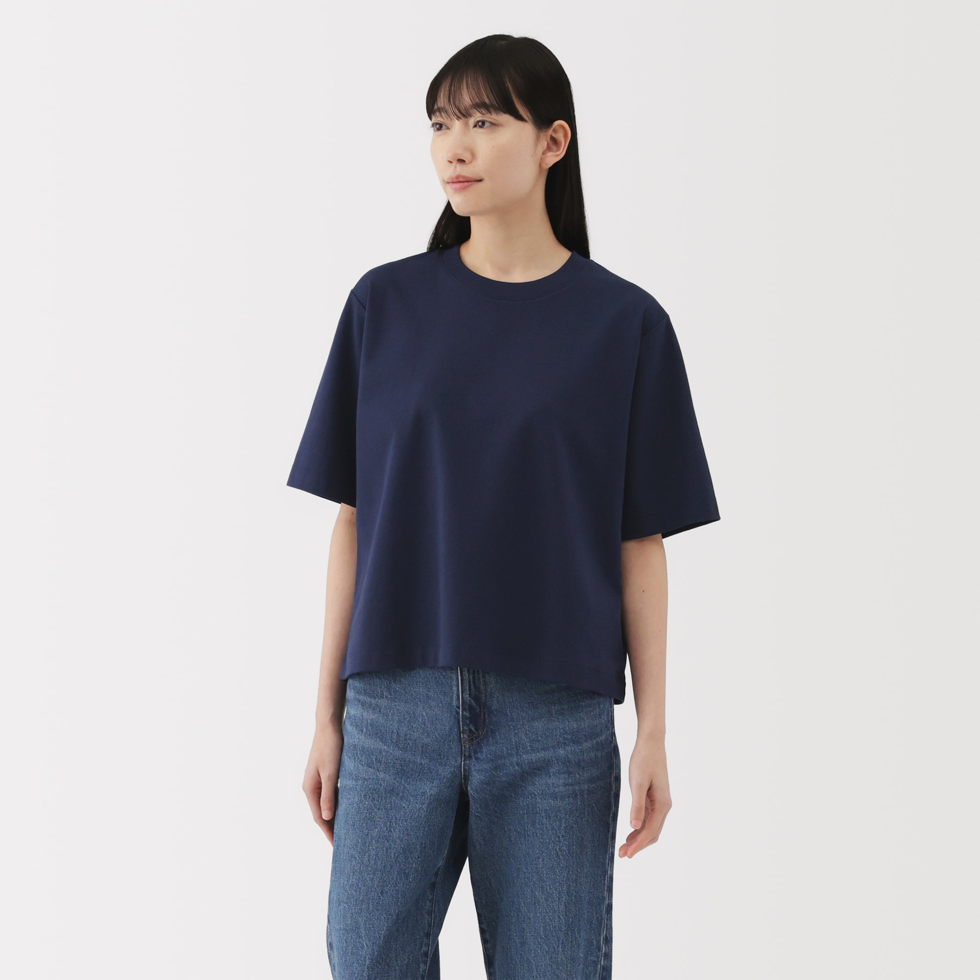 婦人 涼感UVカットクルーネックワイド半袖Tシャツ | 無印良品