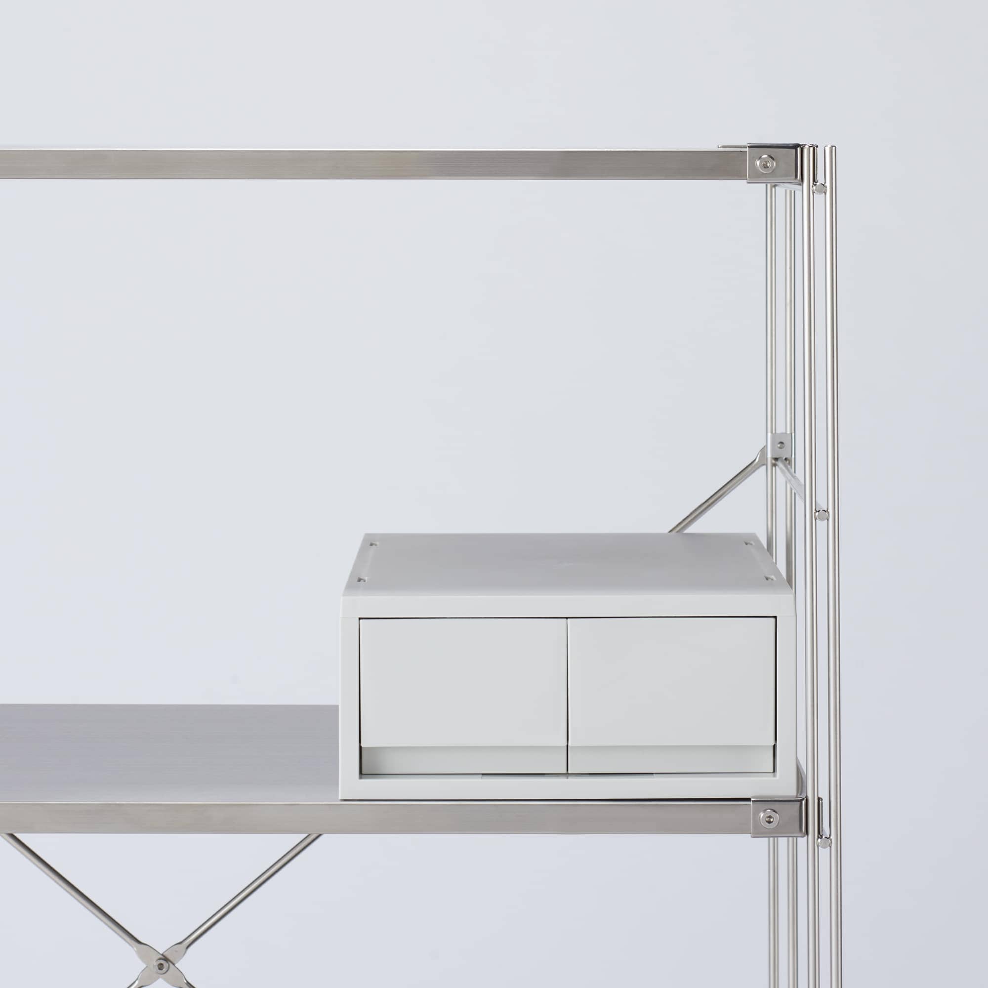 再生ポリプロピレン入り 小物収納ケース 中 引出2個 ホワイトグレー