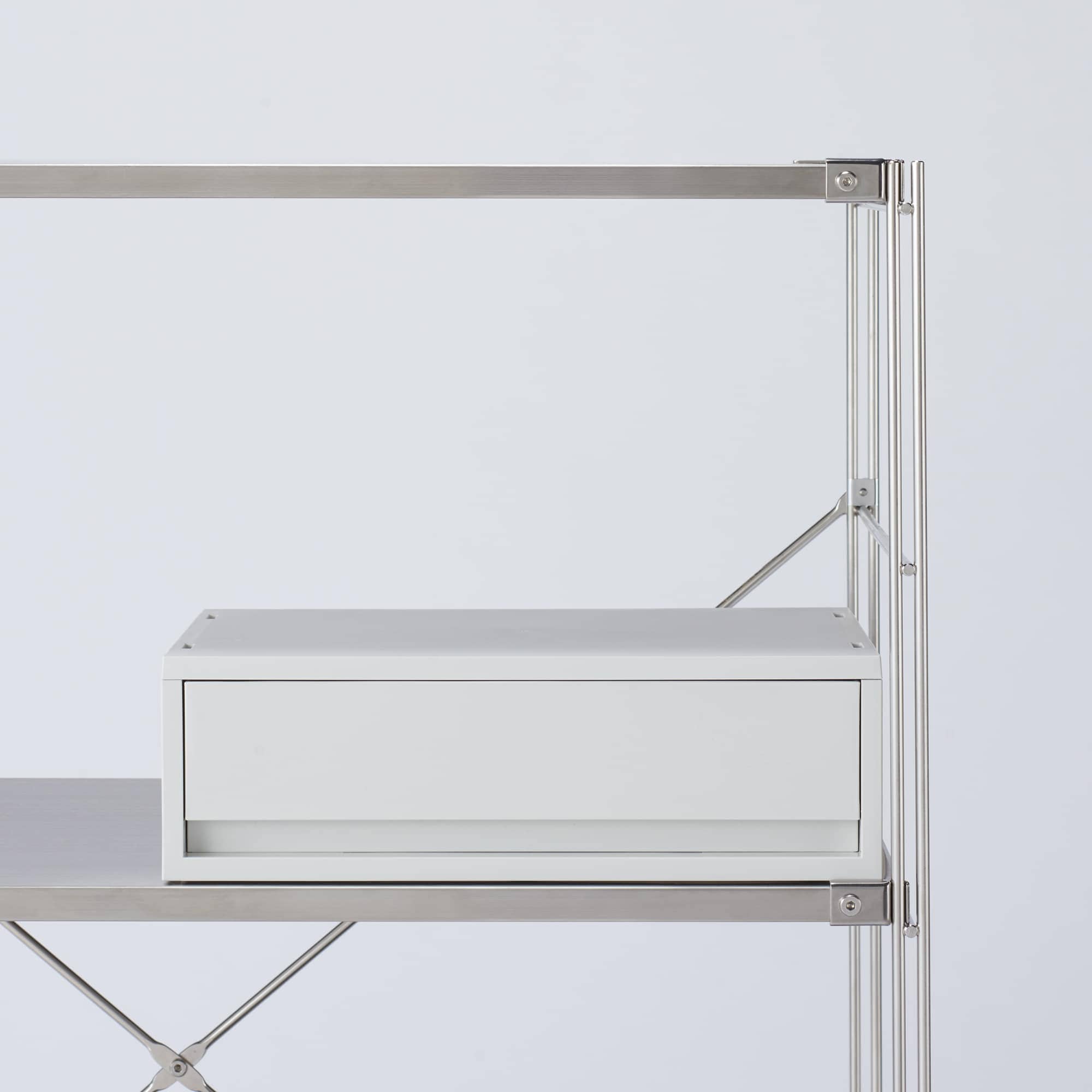 再生ポリプロピレン入り　小物収納ケース　ワイド　中　ホワイトグレー