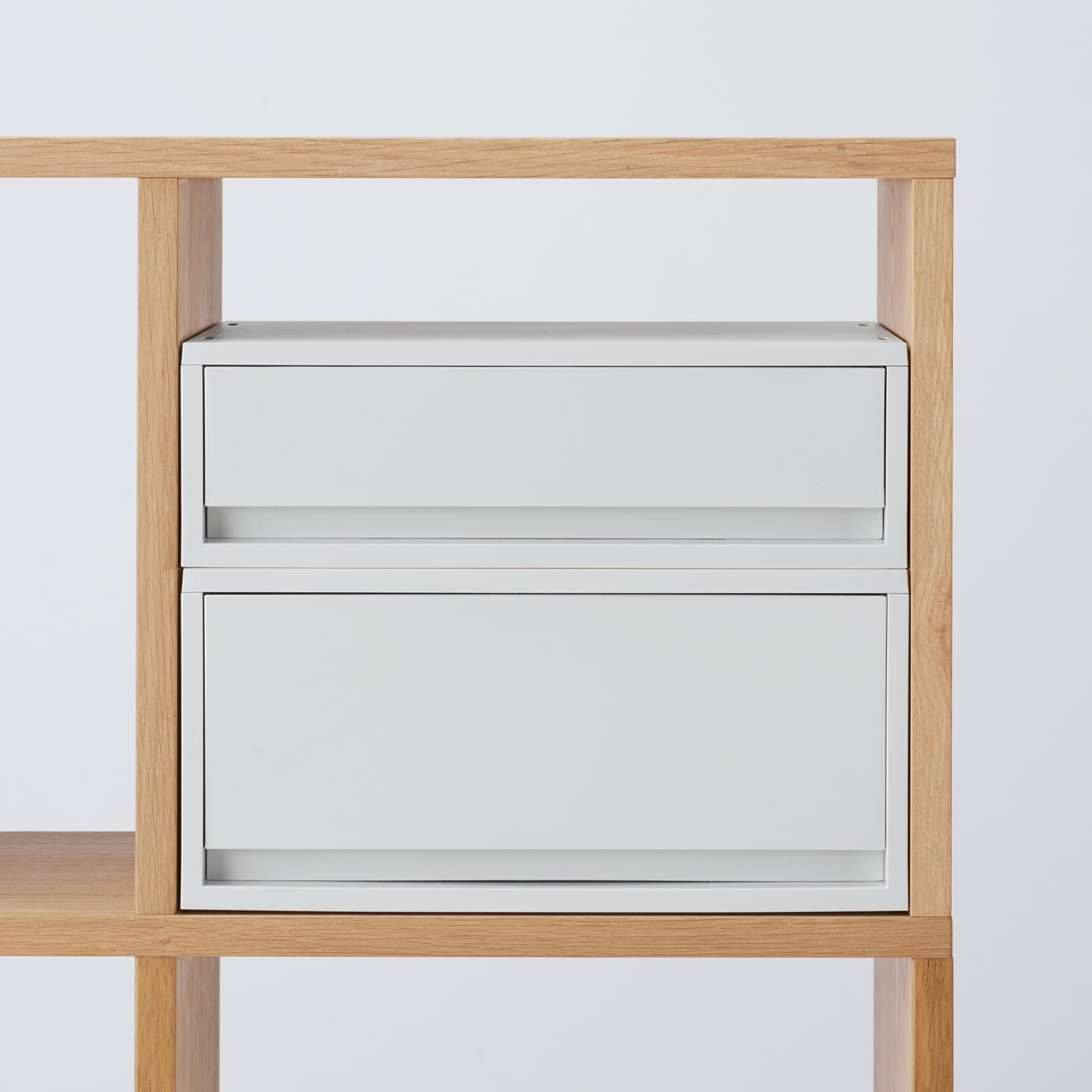 再生ポリプロピレン入り 小物収納ケース ワイド 中 ホワイトグレー