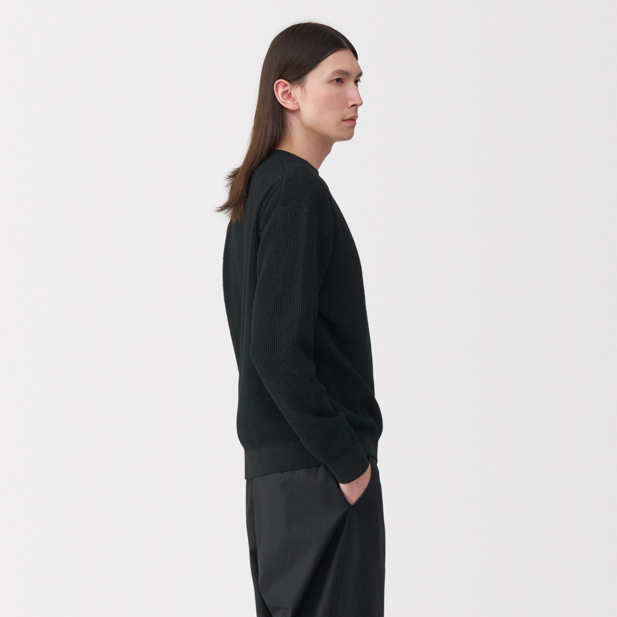 紳士 和紙混ニット長袖プルオーバー | 無印良品