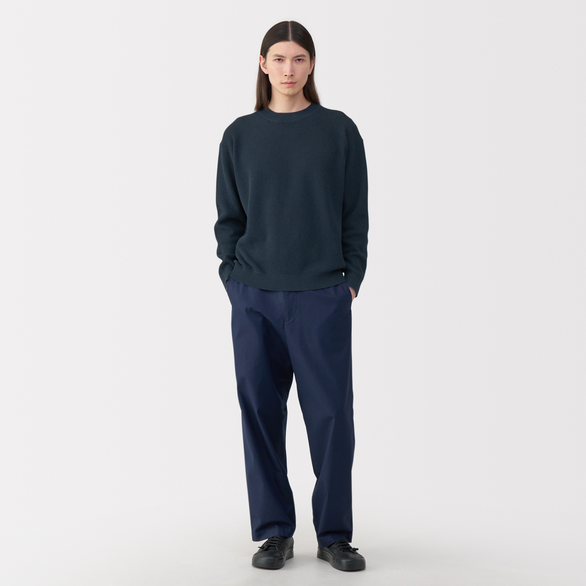 新品◆MUJI Labo◆無印良品 和紙混ニット長袖プルオーバー ベージュ L MUJI Labo セーター ニット 「MUJI Labo」紳士 和紙混ニット長袖